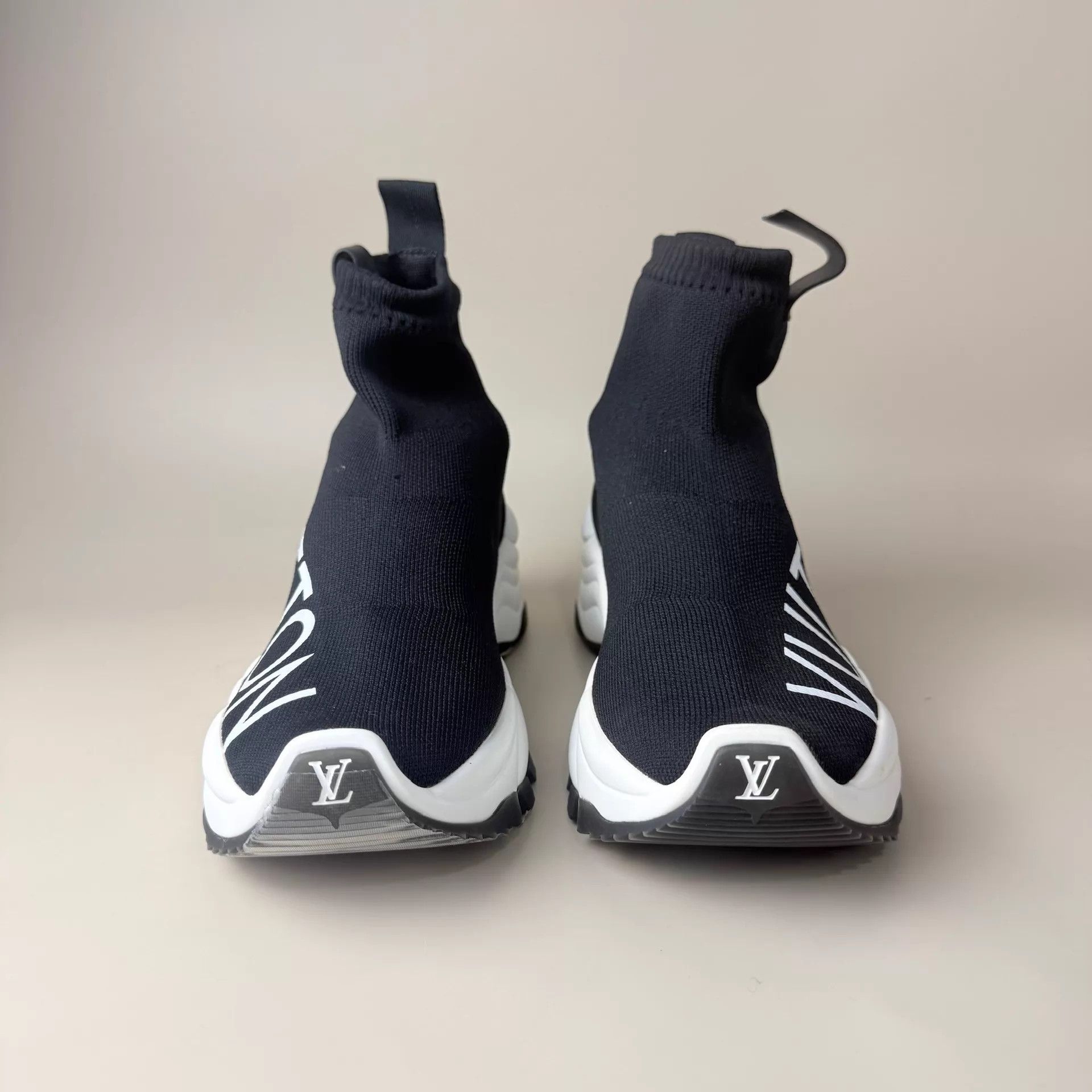 Louis Vuitton LV black white logo platform sock boot EUR 37.5 Size US 7 / IT 37 - 2 Thumbnail