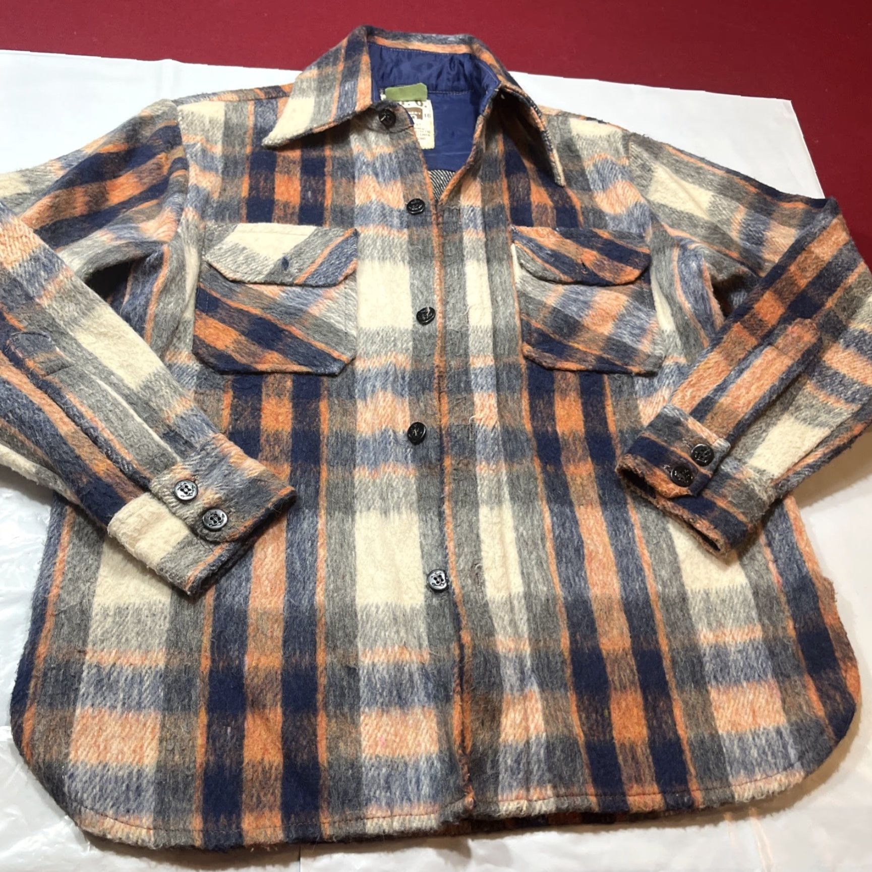 Vintage VINTAGE Montgomery Ward CPO Shirt Jacket Blue Plaid Wool Linen Flannel Size US S / EU 44-46 / 1 - 7 Thumbnail