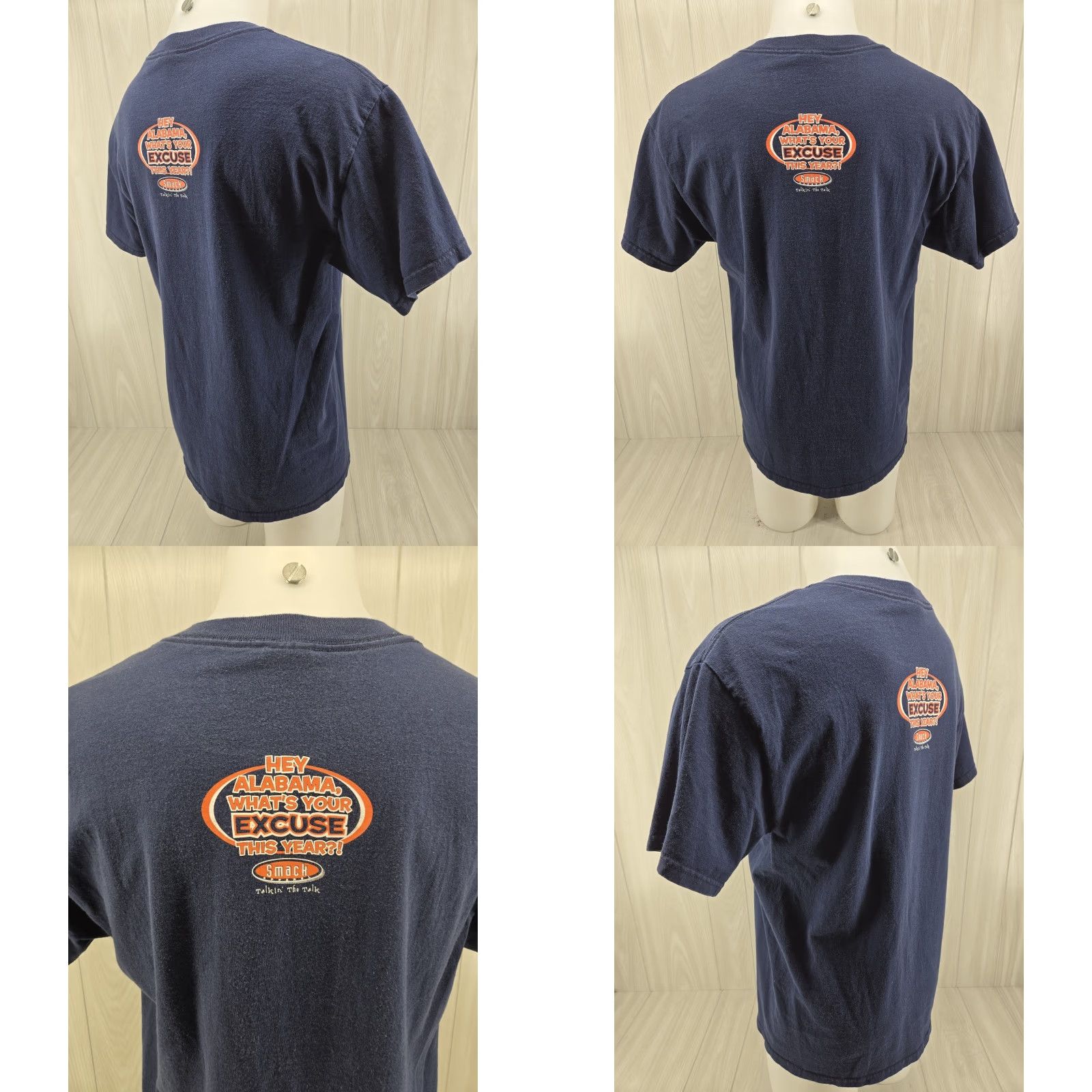 Gildan VINTAGE Auburn Tigers AU T-shirt Size L Smack Talkin Choke Drink of Alabama Football Mens Blue Size US L / EU 52-54 / 3 - 8 Thumbnail