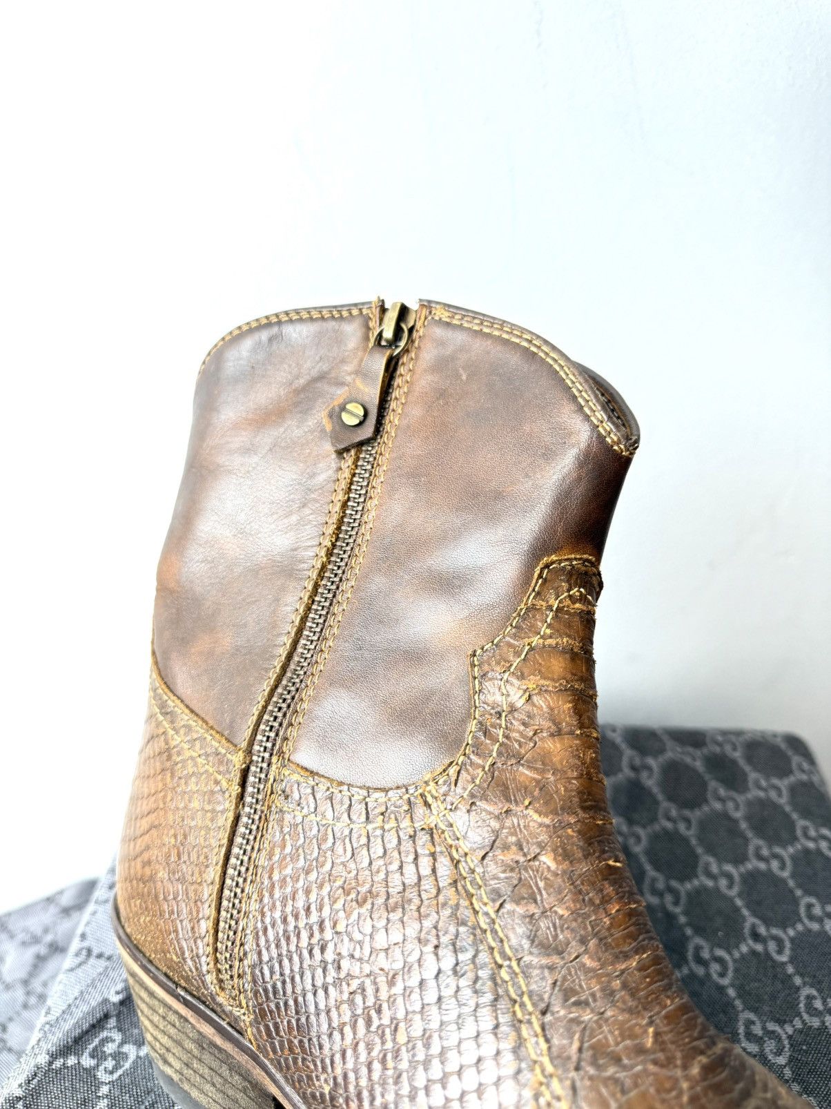 Cowboy Equipment 💥Rare! Vintage Kentucky Western Snake Leather Cowboy Boots Size US 10.5 / EU 43-44 - 12 Thumbnail