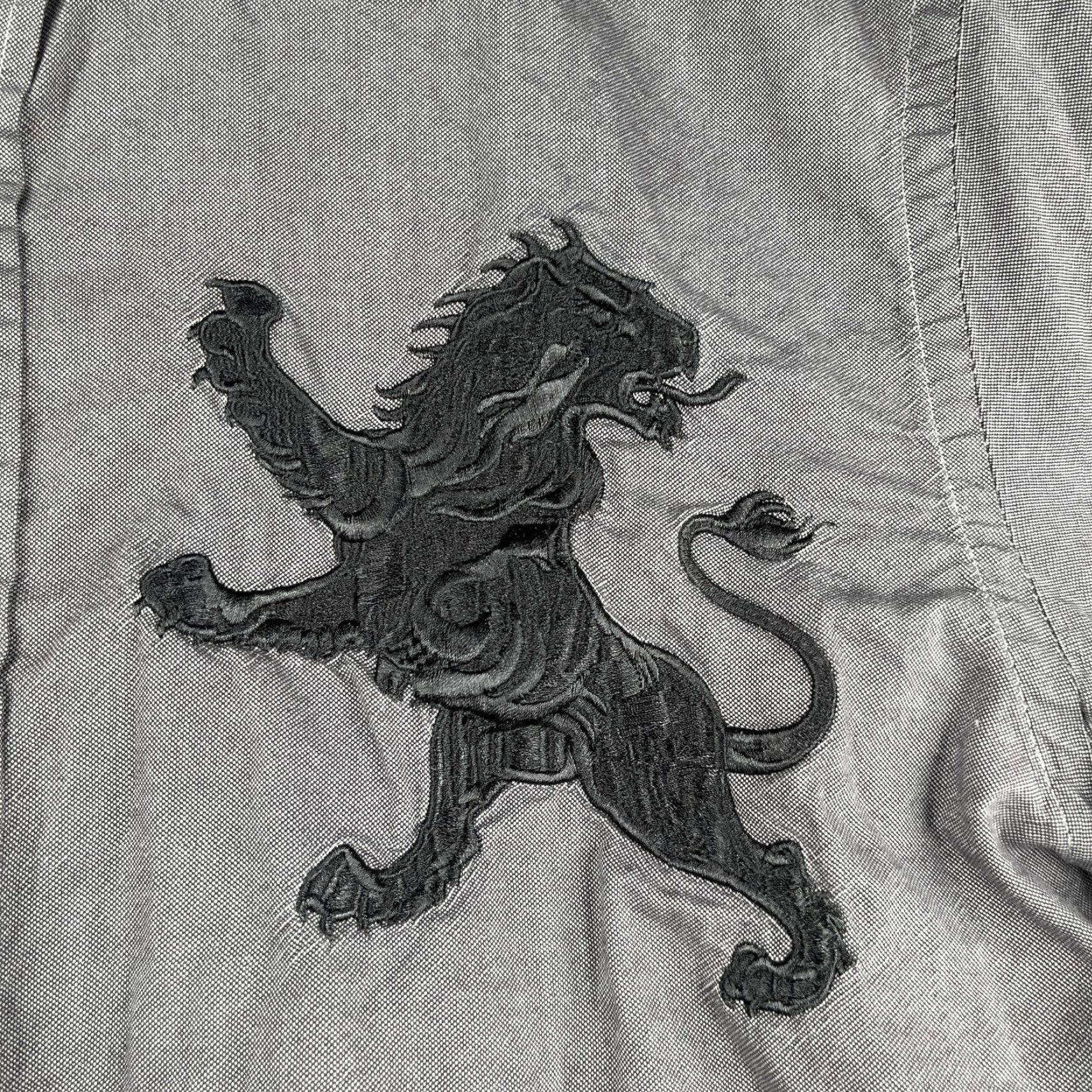 Express Express Shirt L Gray Embroidered Griffin Logo Roll Tab Button-Up Long Sleeve / Express Long Sleeve Button Up Shirt L Gray Embroidered Griffin Logo Size US L / EU 52-54 / 3 - 3 Thumbnail