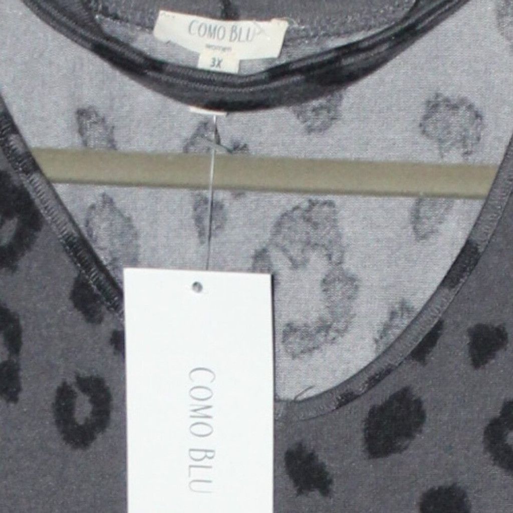 Other Como Blue Gray & Black Cheetah Print Keyhole Cut Sweater Size 3XL / US 20-22 - 4 Thumbnail
