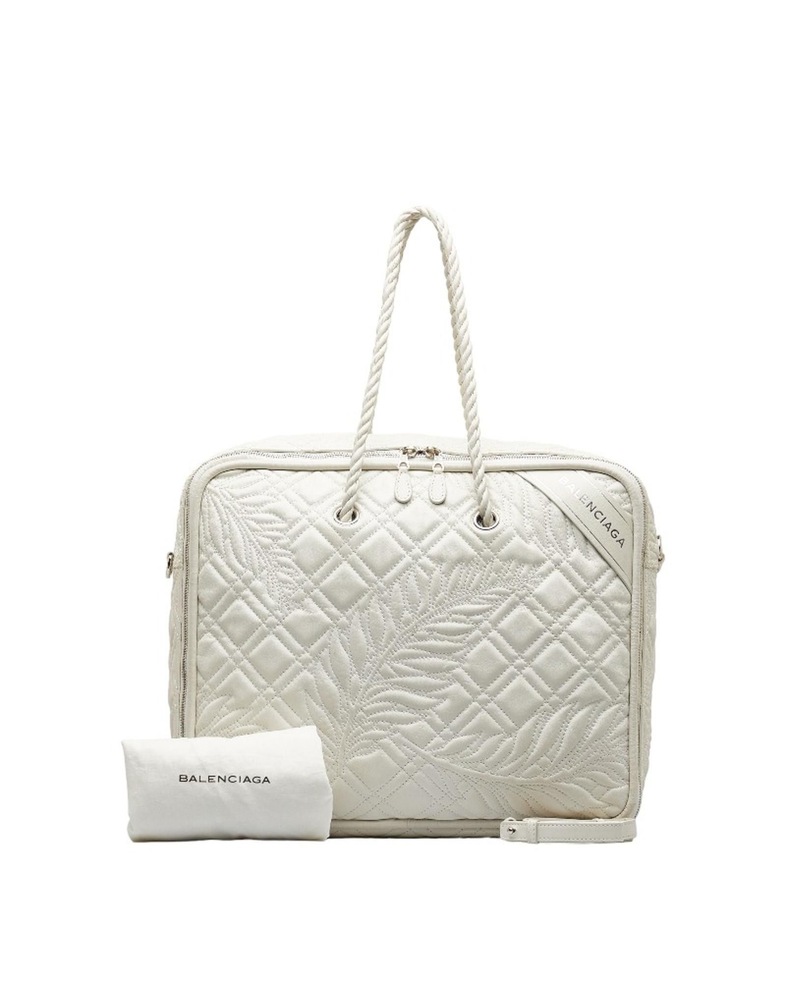 image of Balenciaga Quilted Leather Shoulder Bag in White, Women's