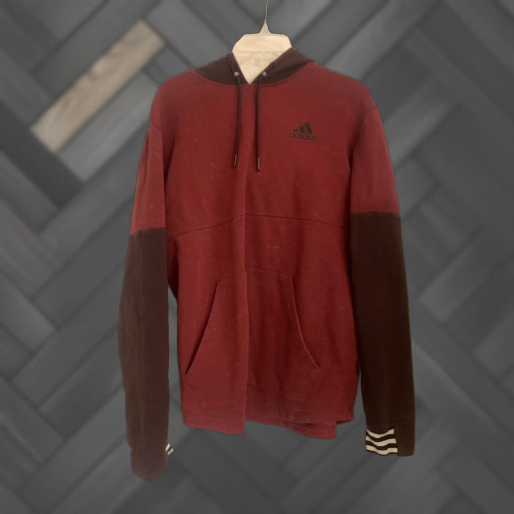 Adidas Adidas Hoodie Mens Large Red Burgundy Pullover Hooded Sweatshirt Sweater Knit Athletic Graphic Print Size US L / EU 52-54 / 3 - 1 Thumbnail