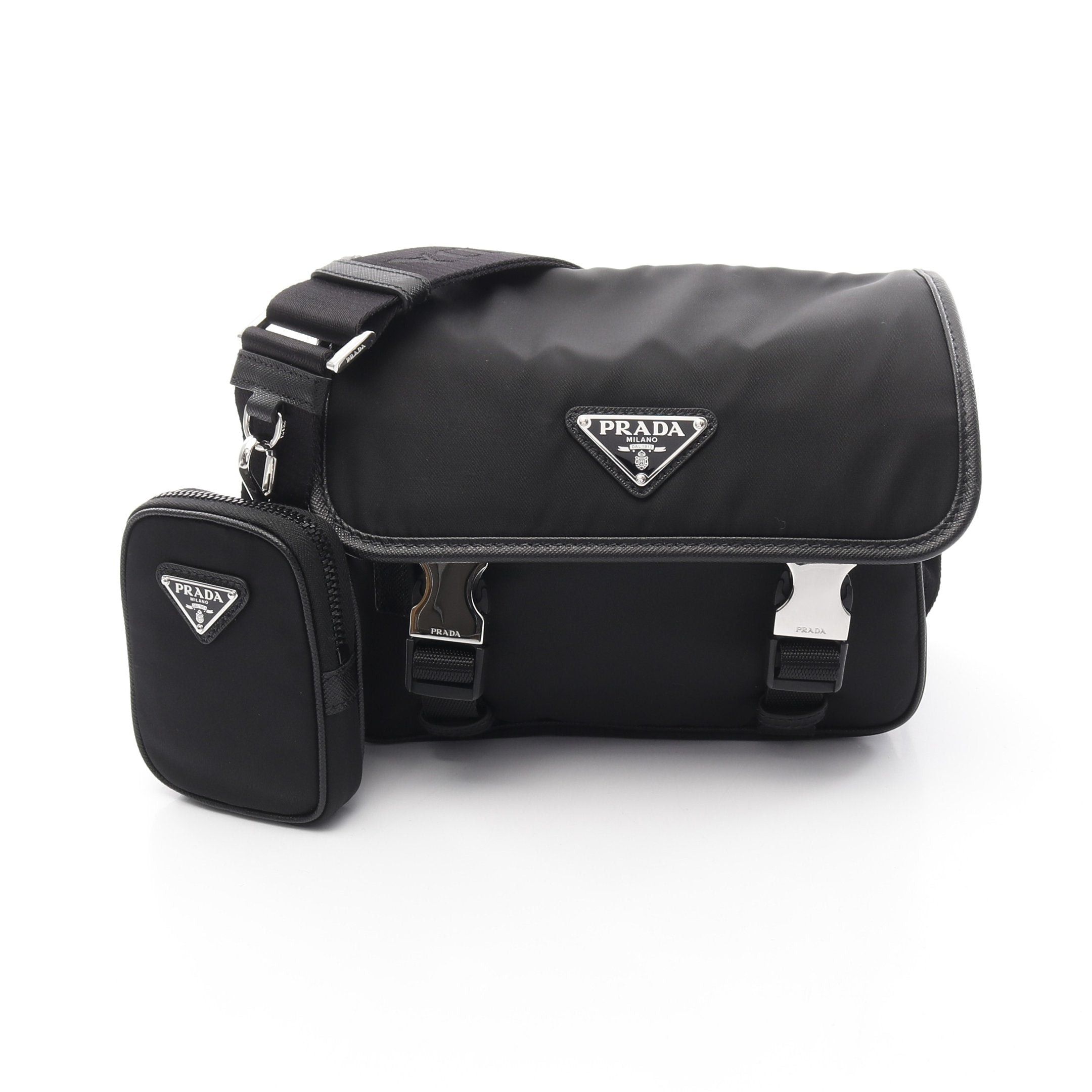 Prada Prada Re-Nylon Shoulder Bag Nylon Saffiano Leather Black Size ONE SIZE - 1 Thumbnail