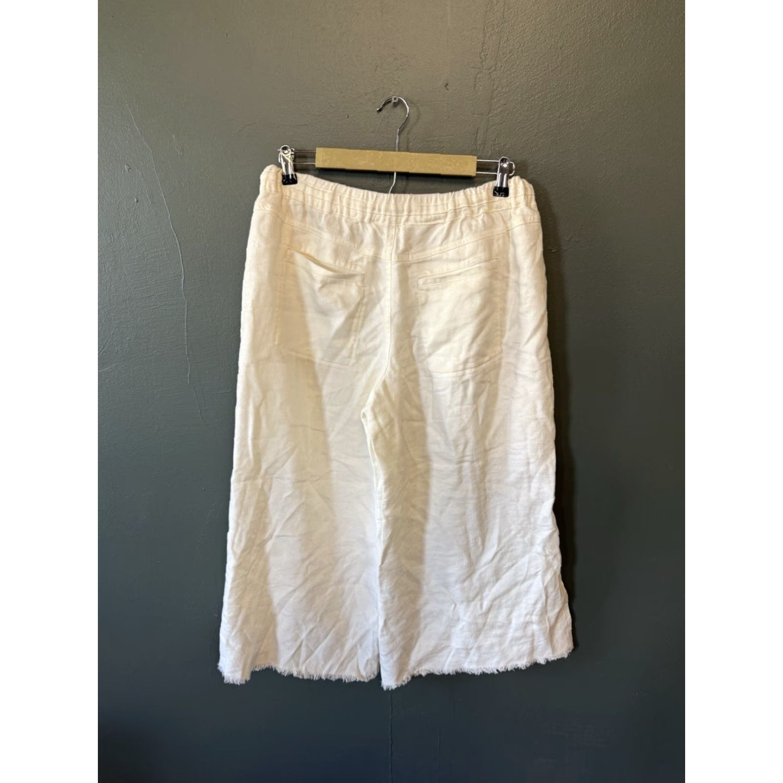 Anthropologie Hei Hei Anthropologie Womens White Cropped Linen Pants M Linen Cropped 22in Inseam Pants Womens Size 32" / US 10 / IT 46 - 2 Thumbnail
