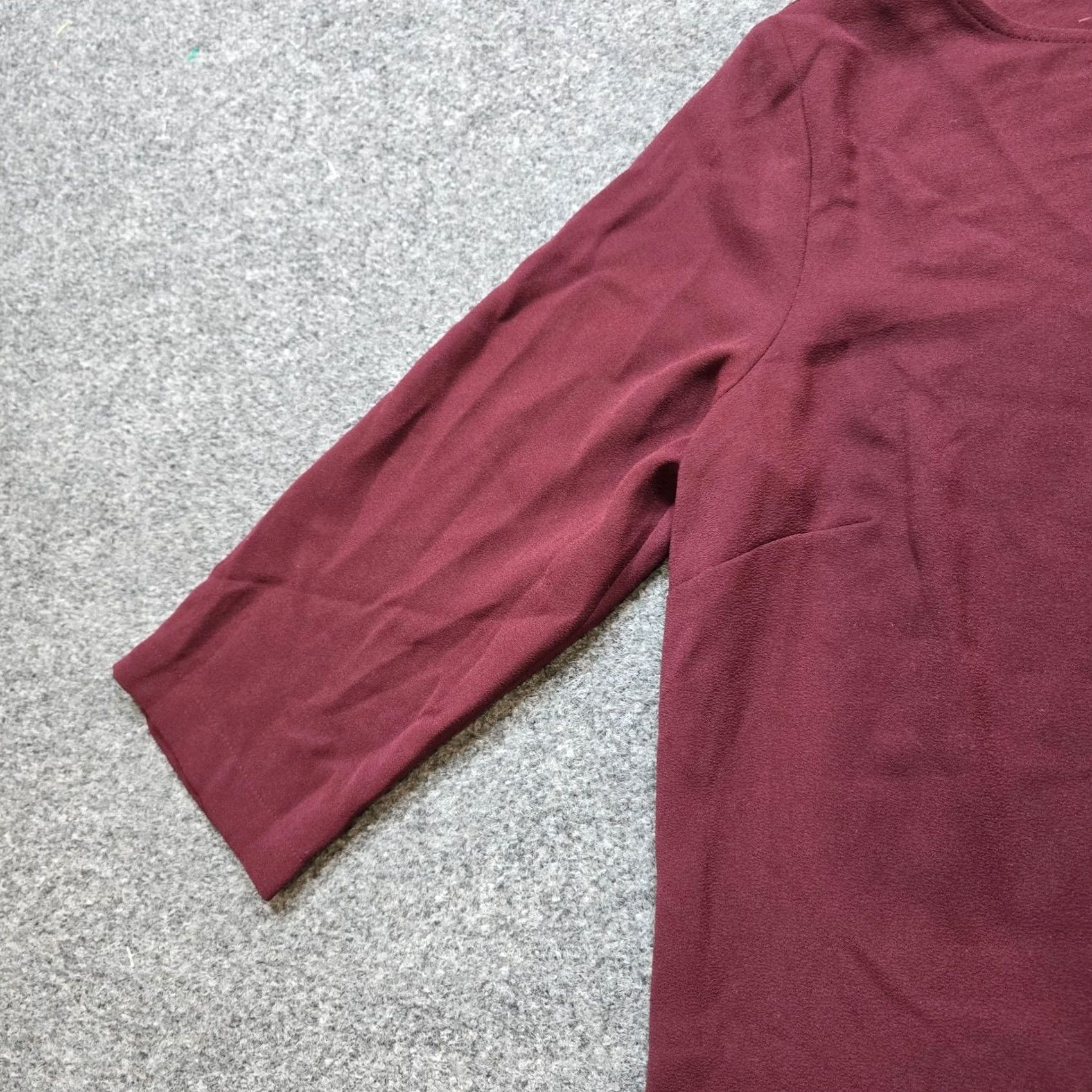 J. Jill J Jill Top Blouse Womens Medium Red Burgundy Ruffle Hem 3/4 Sleeve Modest Casual Career Shirt Size M / US 6-8 / IT 42-44 - 4 Thumbnail