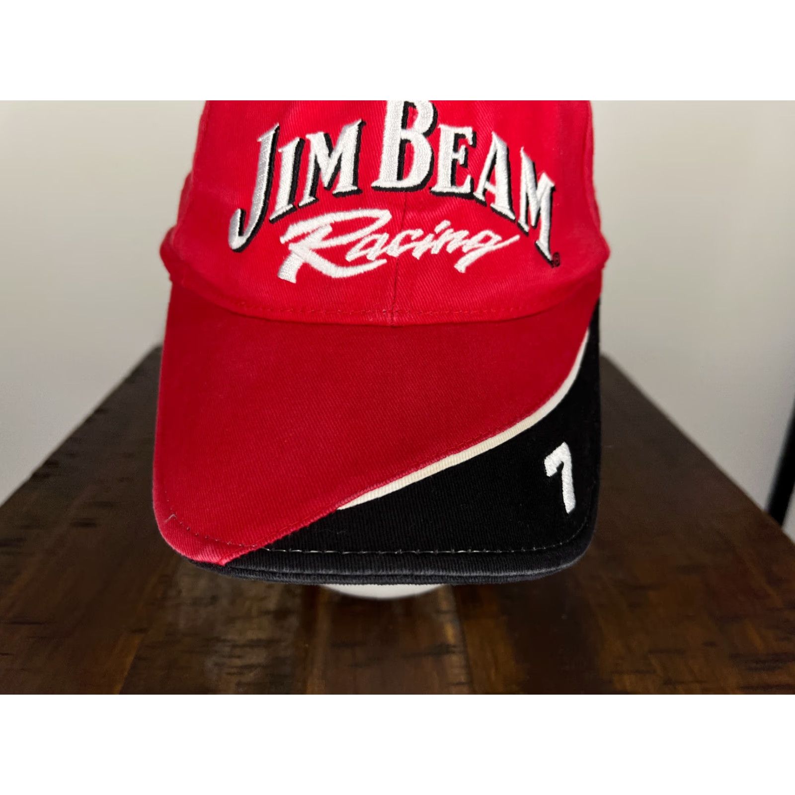 Vintage Jim Beam Racing Hat Cap Strap Back One Size Adult Red Cotton Twill Logo Motorsports Racing Adjustable Baseball Cap Mens Size ONE SIZE - 3 Thumbnail