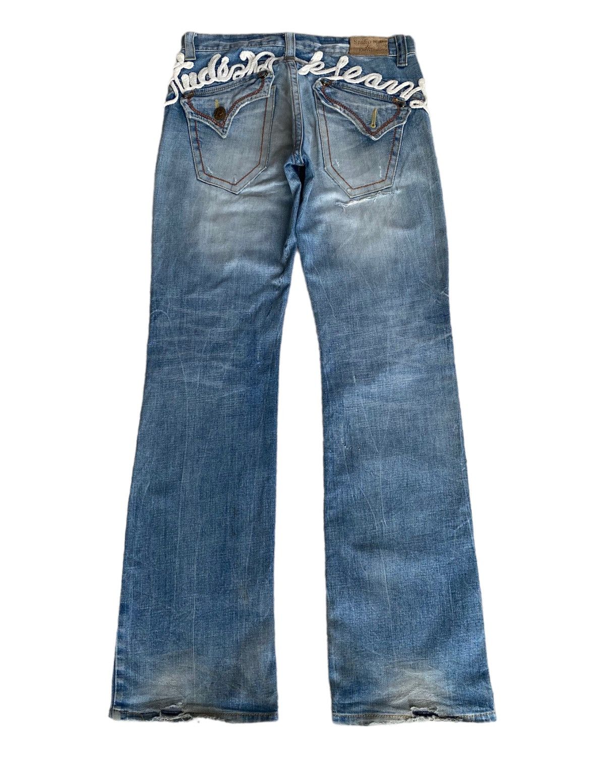 If Six Was Nine 🔥FLARED JEANS STUDIO R.P DENIM DISTRESSED JEANS AVANT GARDE Size US 33 - 2 Thumbnail