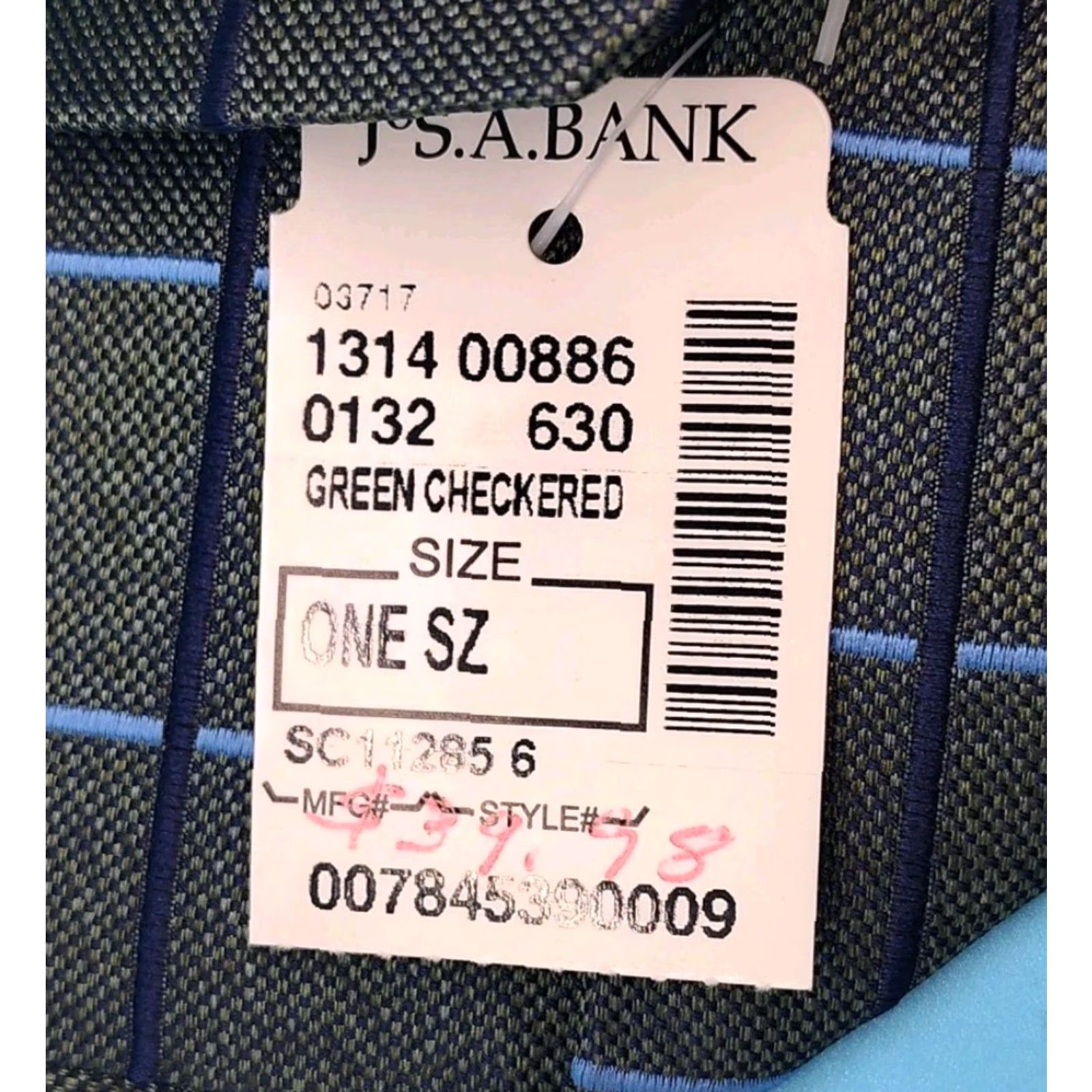 Jos. A. Bank VINTAGE Jos A. Bank SIGNATURE Men's Silk Green Checkered Tie 3 1/8" x 60" Business Casual Size ONE SIZE - 3 Thumbnail