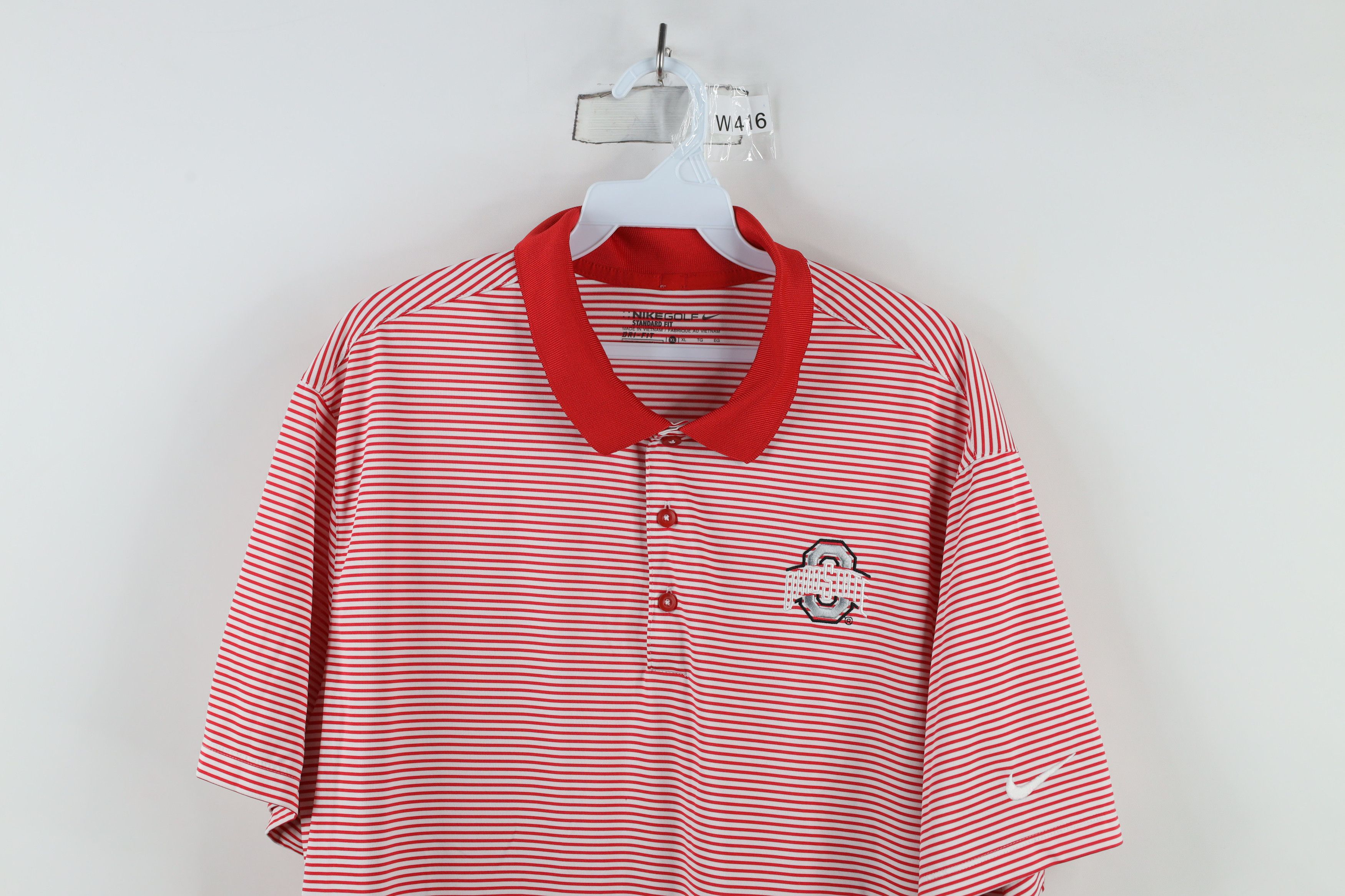 Nike × Vintage Nike Ohio State University Striped Collared Polo Shirt Red Size US XL / EU 56 / 4 - 2 Thumbnail