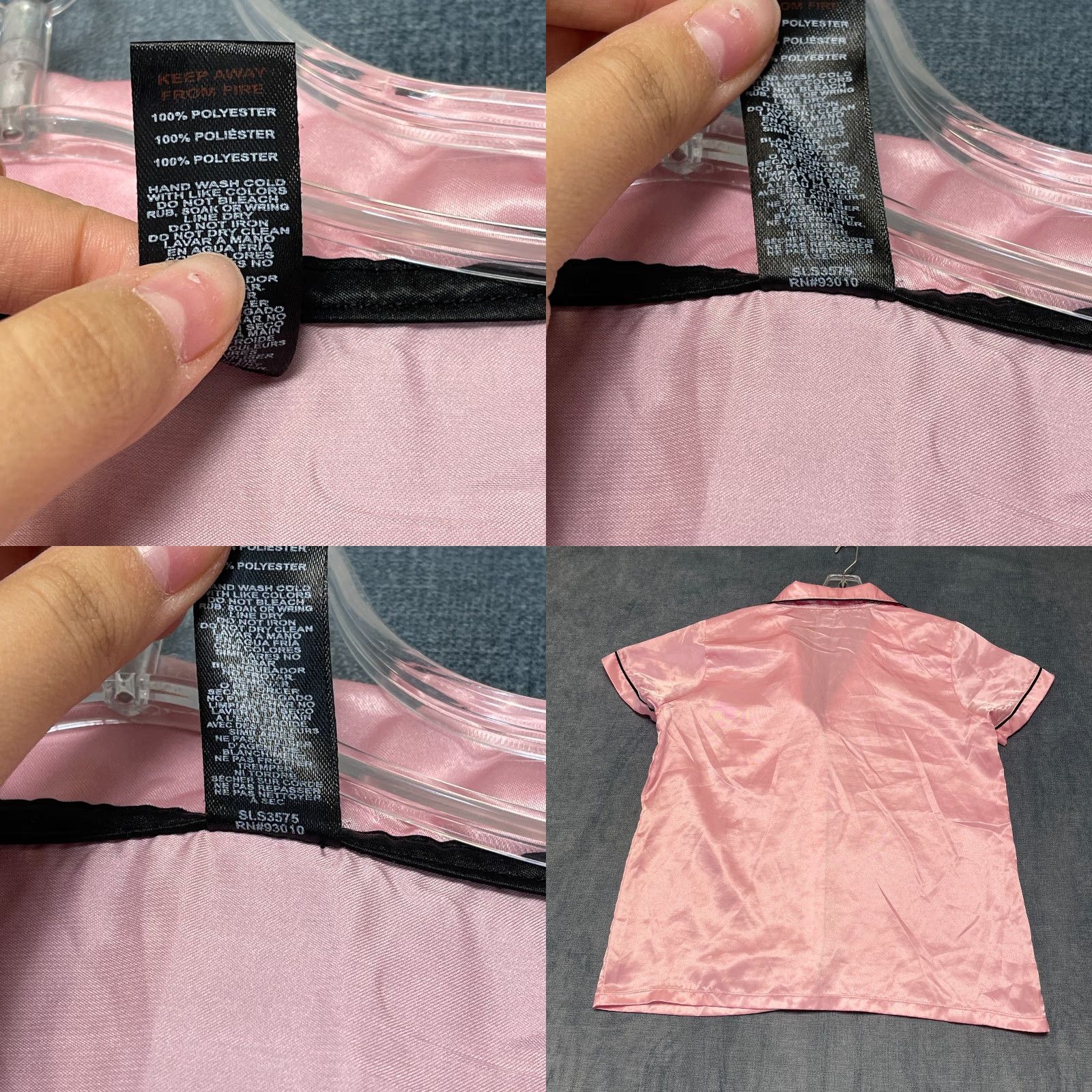 Bebe Bebe Shirt Womens M Pink Satin Piping Trim Beaded Logo Lounge Sleepwear Size M / US 6-8 / IT 42-44 - 8 Thumbnail