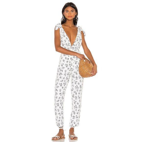 REVOLVE LPA Sabina Floral Print Shoulder Tie Jumpsuit Size 25" / US 0 / IT 36 - 1 Thumbnail