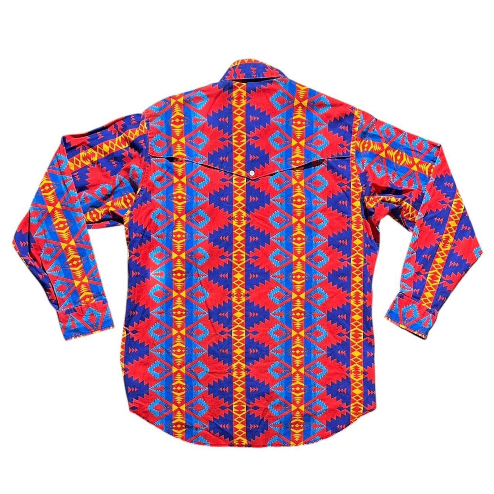 Wrangler Vintage Wrangler Western Cowboy Red Aztec Longsleeve Shirt Size US XL / EU 56 / 4 - 2 Thumbnail