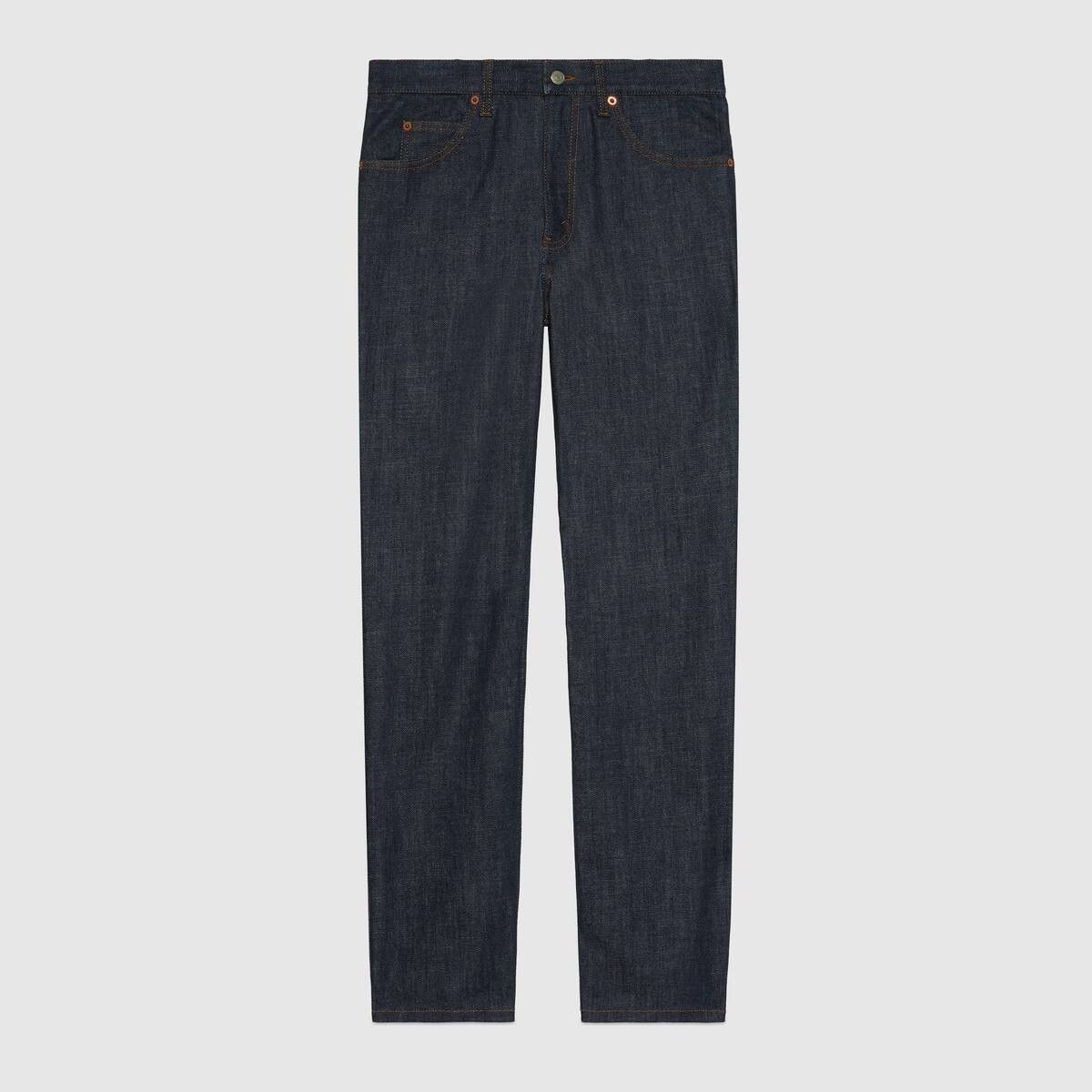 Gucci o1mt1gz0725 Regular Fit Washed Jeans in Dark Blue Size US 35 - 1 Thumbnail
