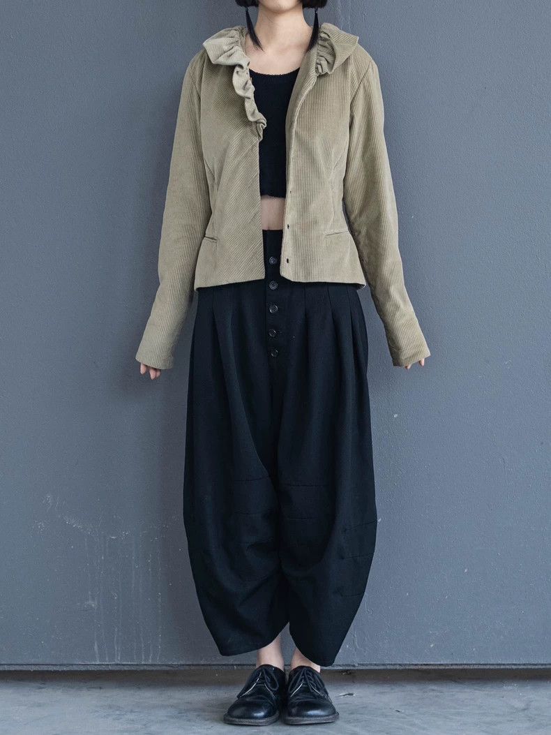 Kenzo KENZO Bean green petal collar corduroy coat Size S / US 4 / IT 40 - 2 Thumbnail