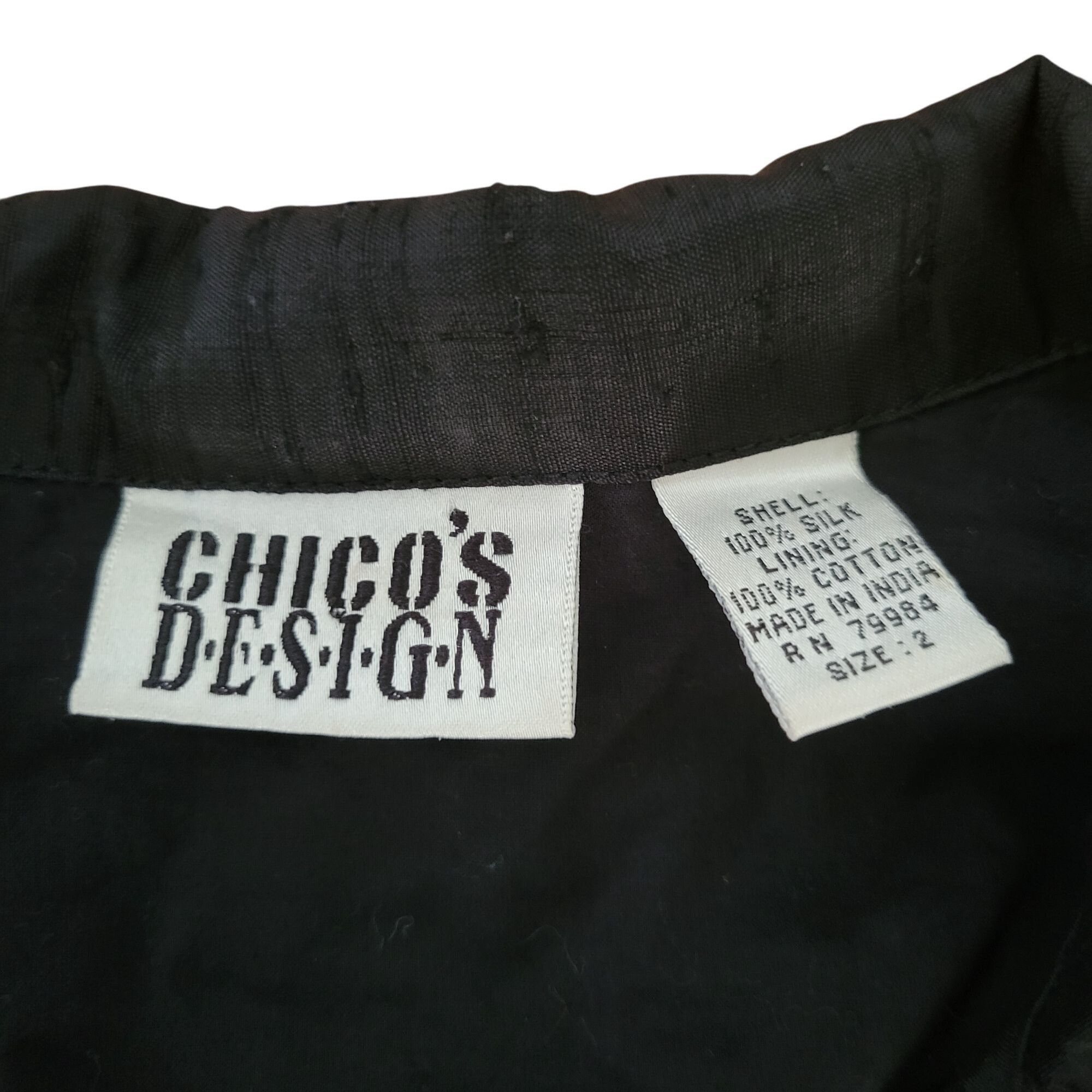 Chicos Chicos 2 Black Silk Jacket Celebrate Fireworks Beads Sequins Size L / US 10 / IT 46 - 2 Thumbnail