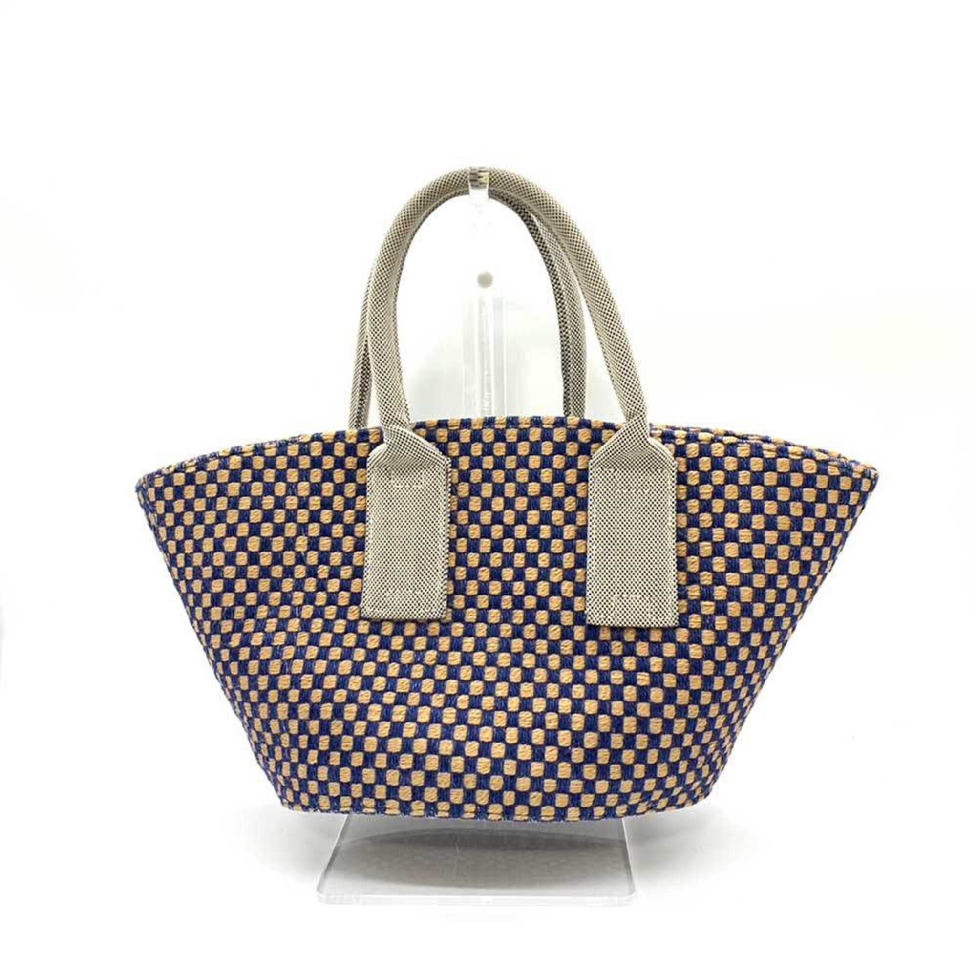 image of Hermes Bag Pannier De Plage Pm Navy X Beige Brown Handbag Tote Ladies Jute Hemp Canvas in Black, Wo