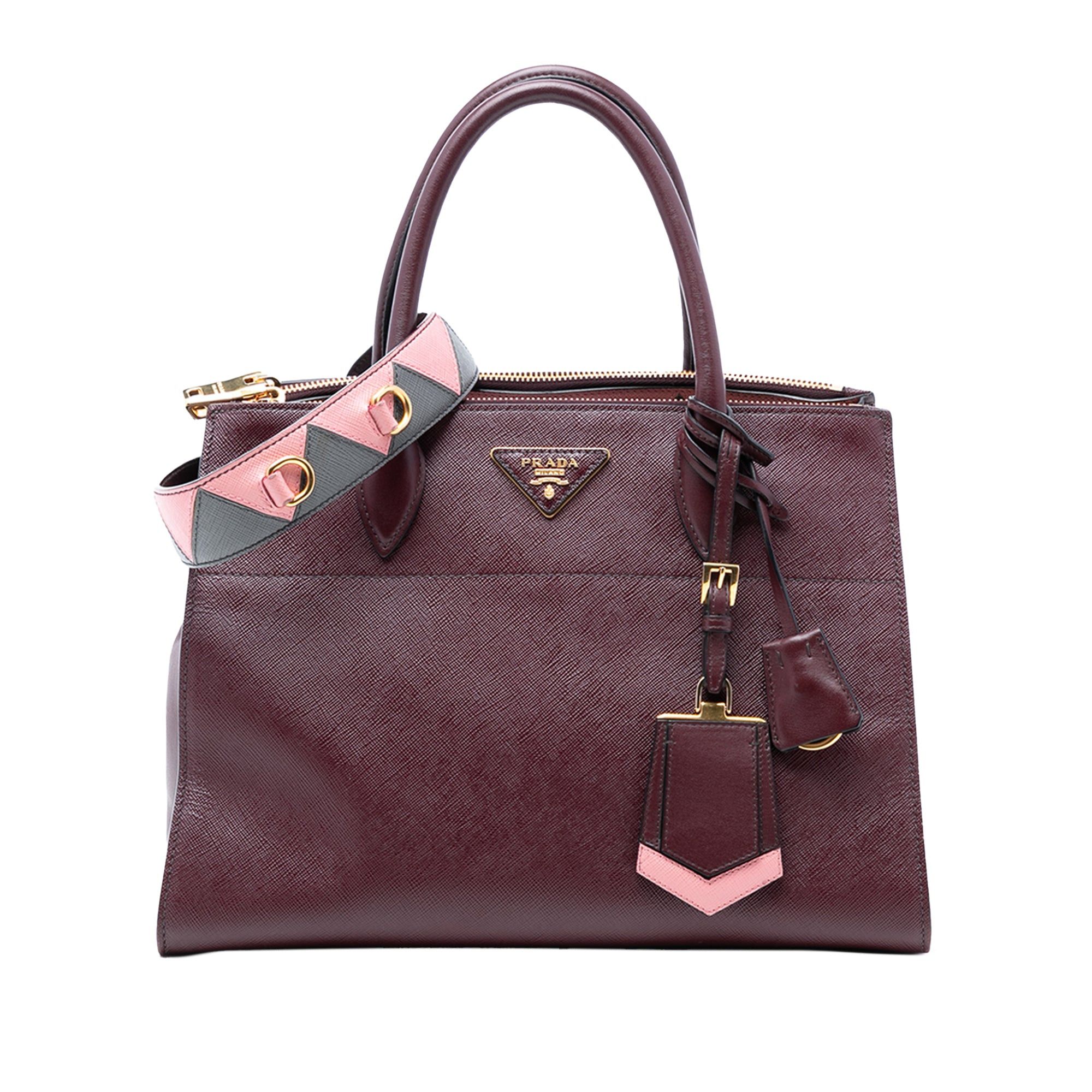 Prada Saffiano Greche Paradigme Bag in Red, Women's