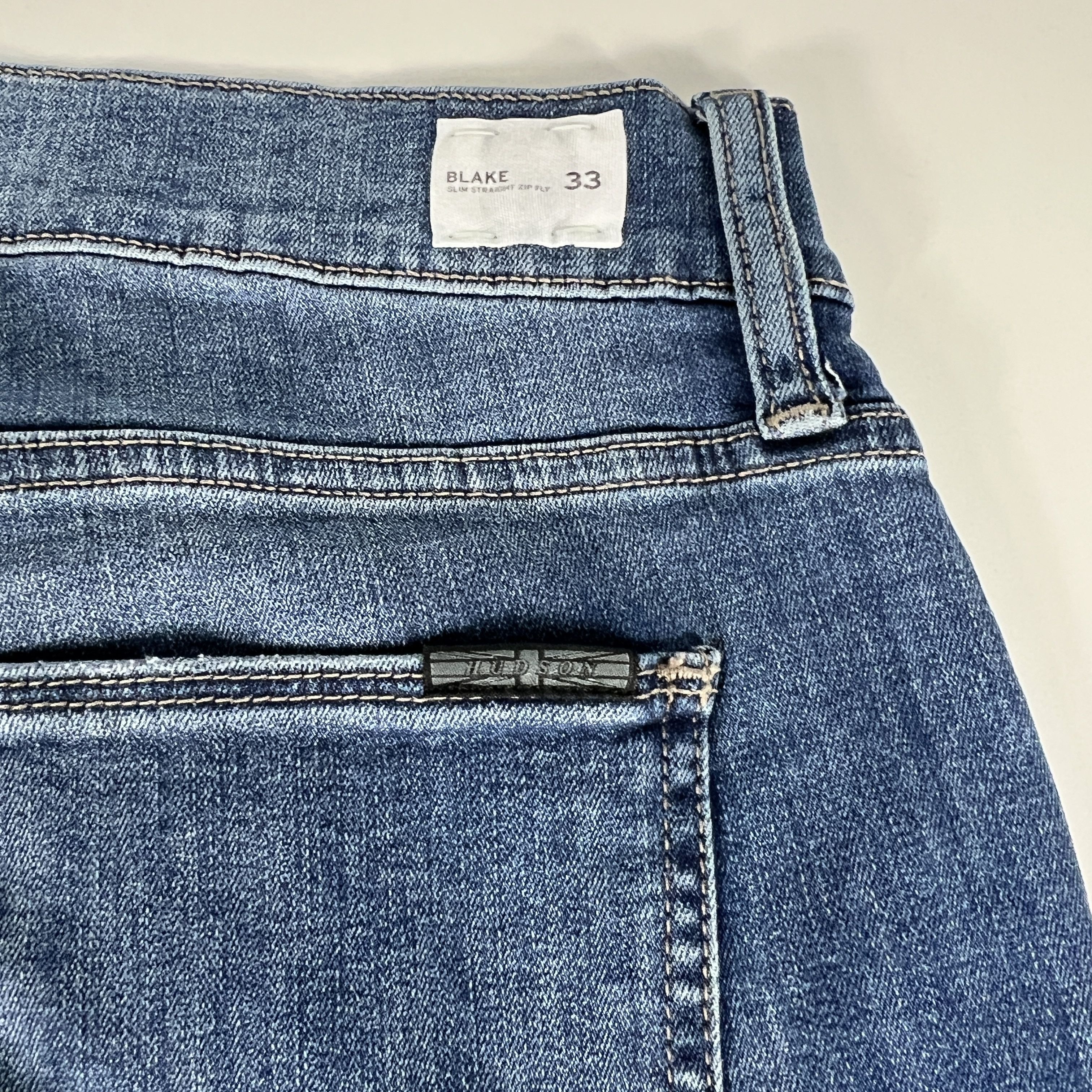 Hudson Hudson Jeans Blake Slim Straight Blue Stretch Denim Size US 35 - 14 Thumbnail
