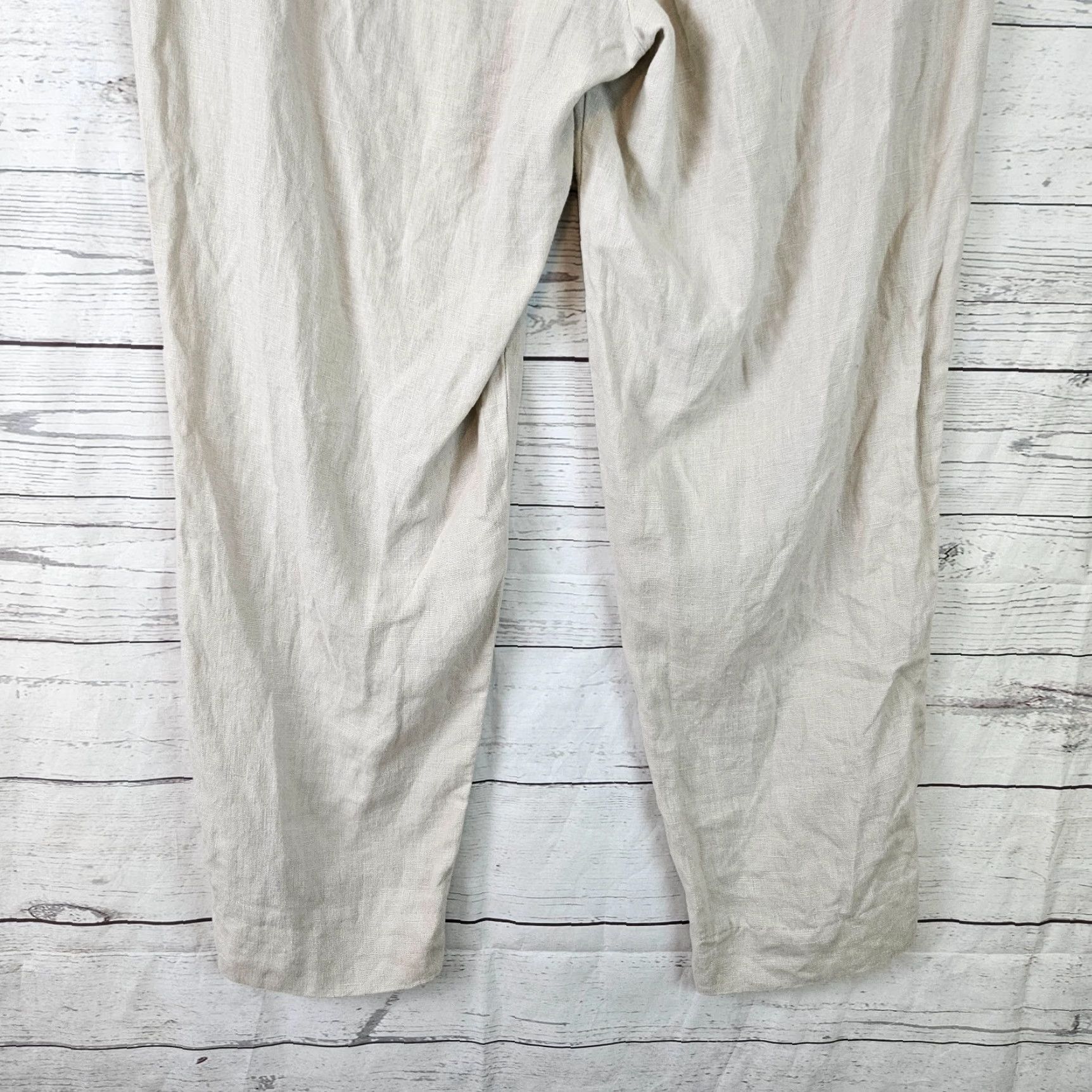 Vintage Caroll Paris Womens Linen Cropped Pants 38 Beige High Rise Cropped Linen Pants Womens 38 Beige Caroll Paris Size 26" / US 2 / IT 38 - 5 Thumbnail