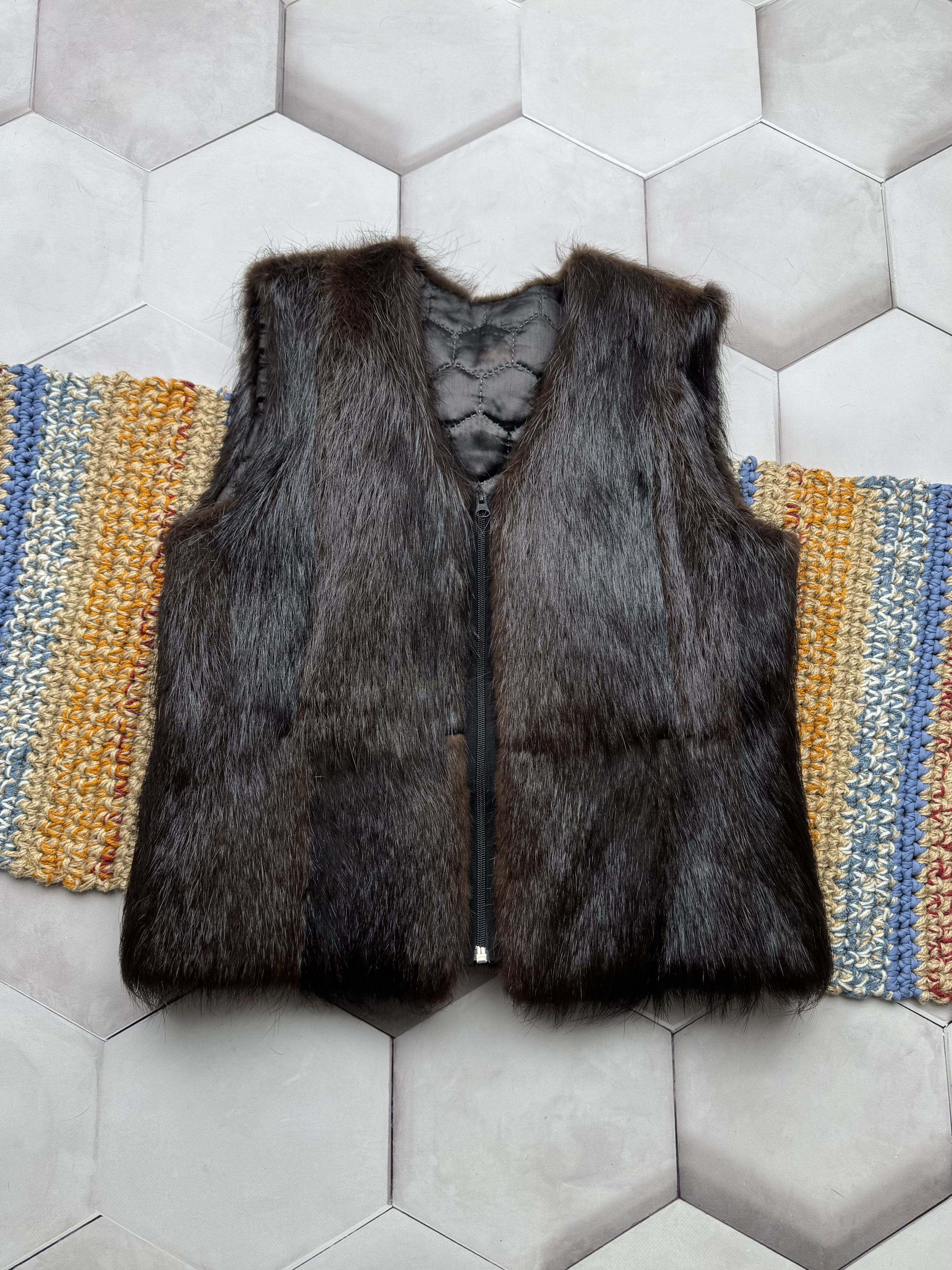 Vintage Rochelle CA Small Faux Fur online Vest Sweater Jacket