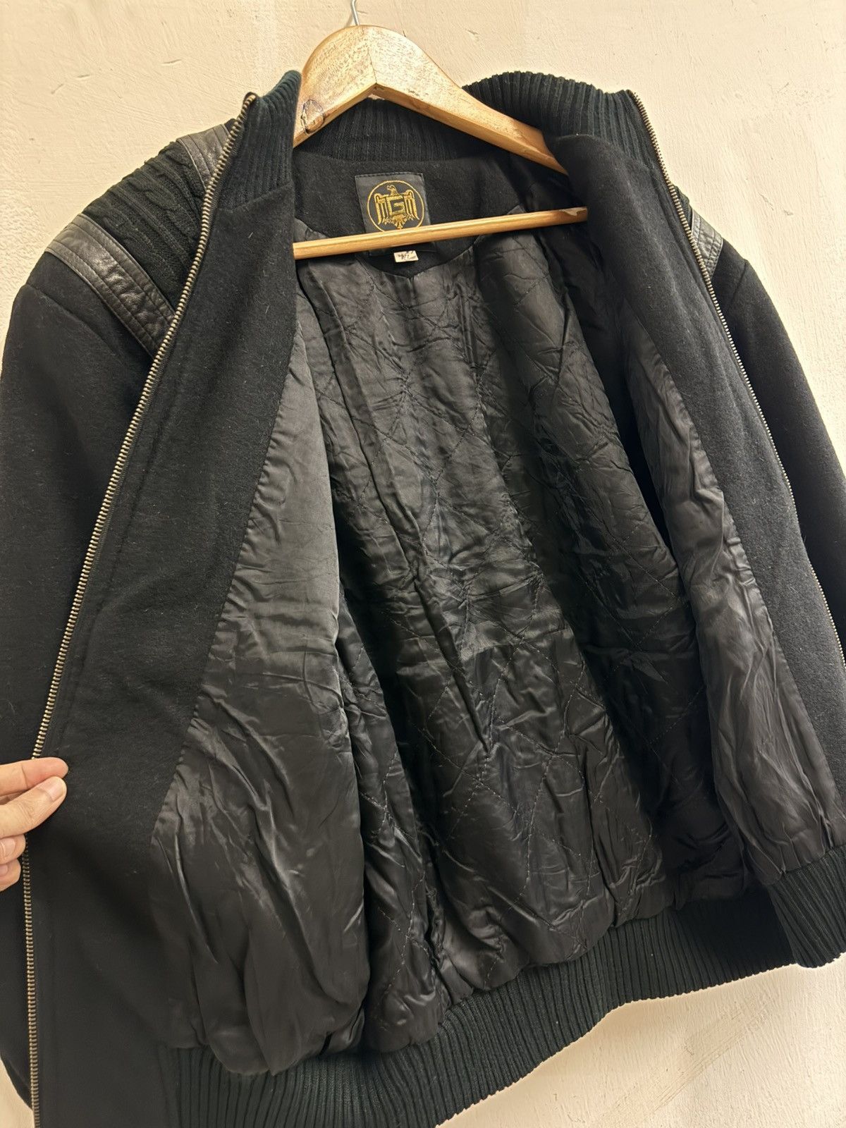 Japanese Brand 80s Guilin Japan AvantGarde WoolLeather Knit Designer Bomber Size US L / EU 52-54 / 3 - 11 Thumbnail