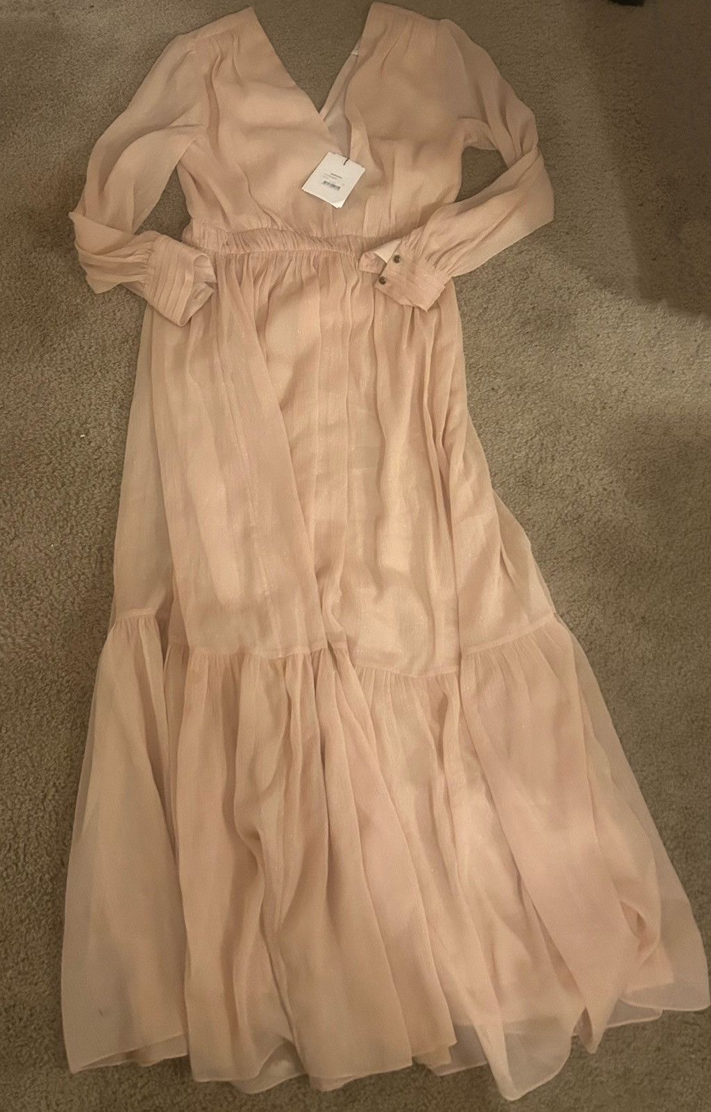 Sandro Sandro Paris Chaireen Metallic Georgette Gathered Maxi Dress Size XS / US 0-2 / IT 36-38 - 10 Thumbnail