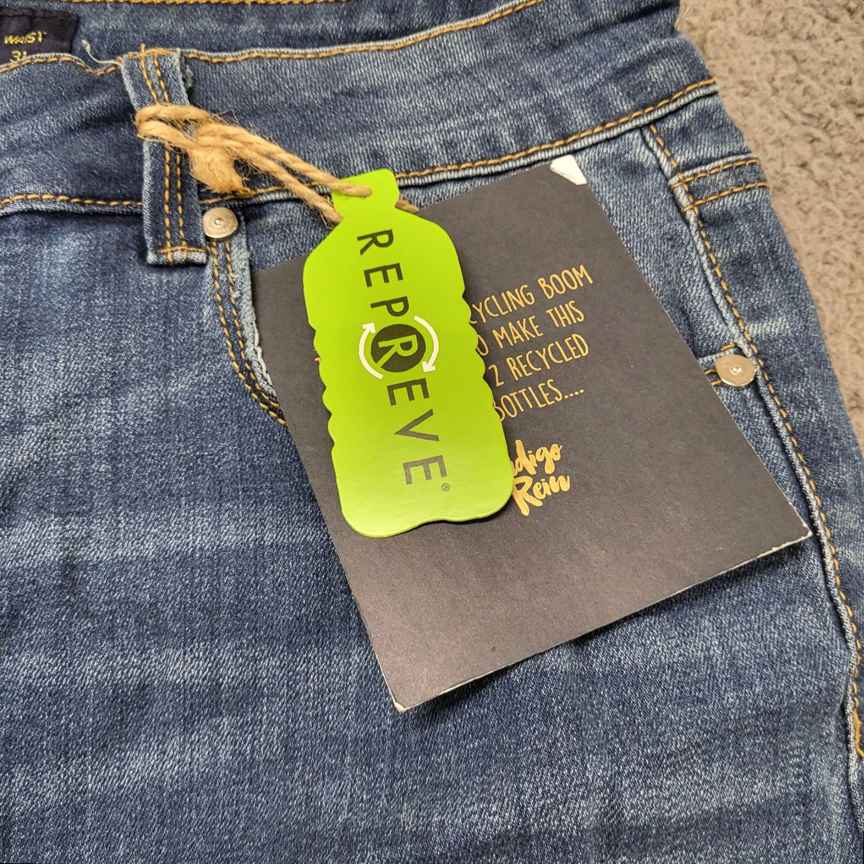 Vintage Indigo Rein Jeans Womens 15/31 Med Blue Wash Distressed High Rise Crop Jeans Size 36" / US 14 / IT 50 - 5 Thumbnail