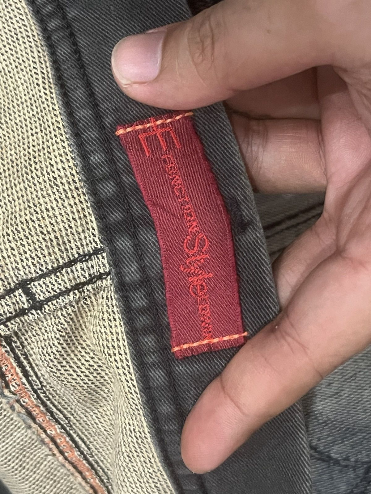 Le Grande Bleu (L.G.B.) Vintage Edwin E Function Cyberobotic Dark Mud Washed Jeans Size US 29 - 18 Thumbnail