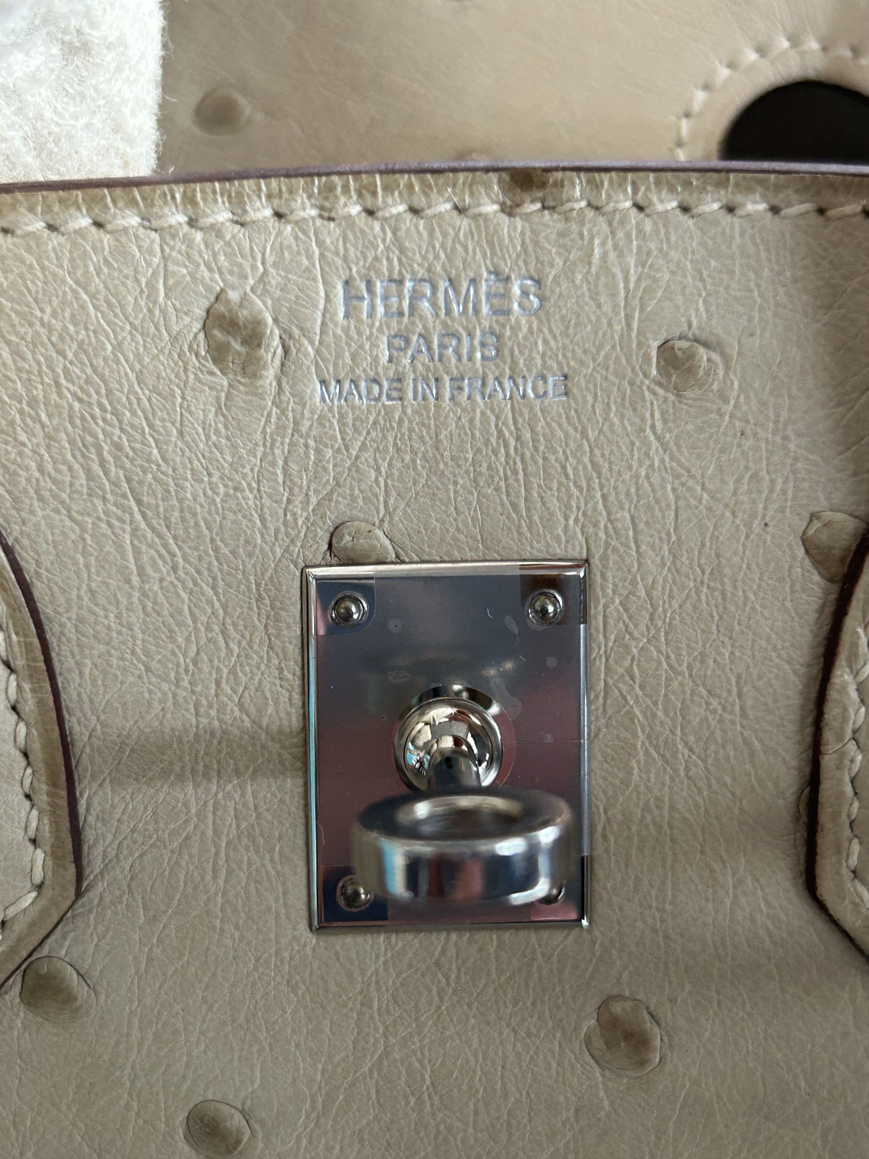 Hermes Hermes Cream Ostrich & Palladium Hardware Birkin 25 Size ONE SIZE - 7 Thumbnail