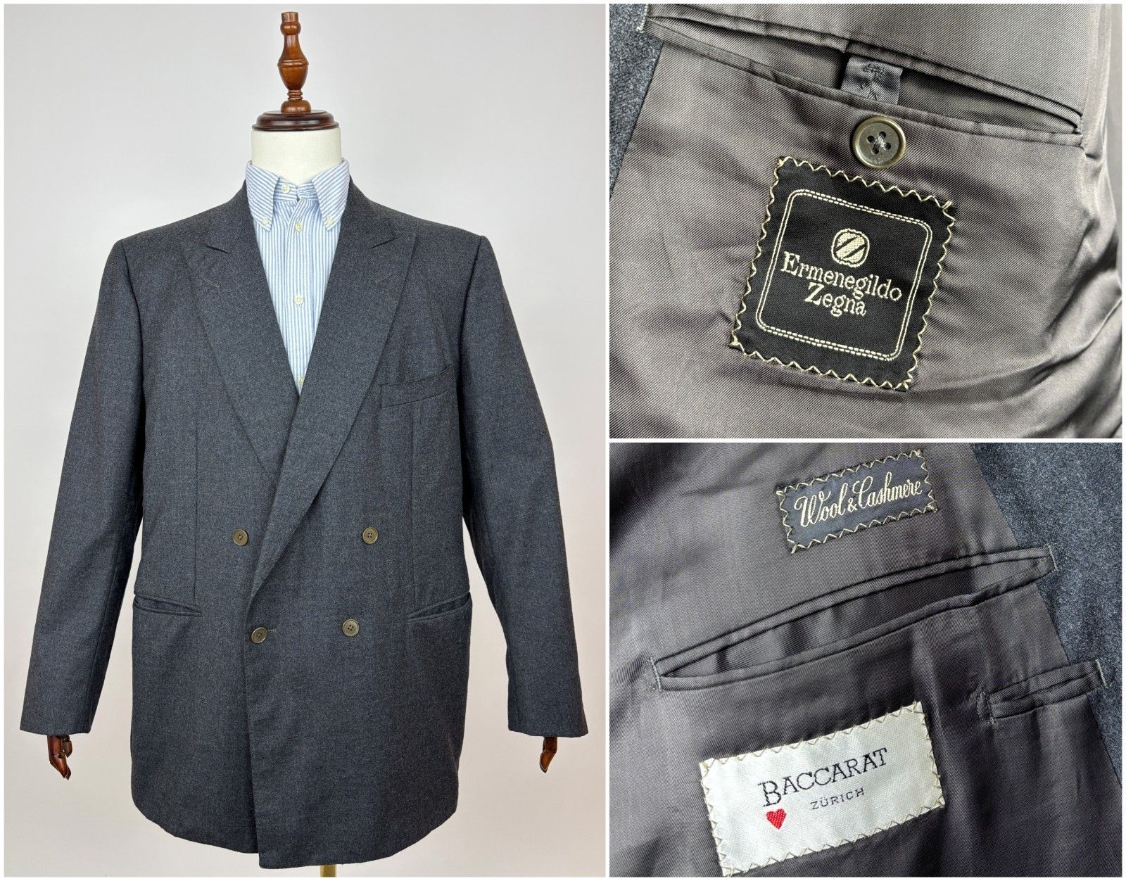 Ermenegildo Zegna VTG Ermenegildo Zegna Wool Cashmere Double Breasted Blazer Size 48R - 1 Thumbnail