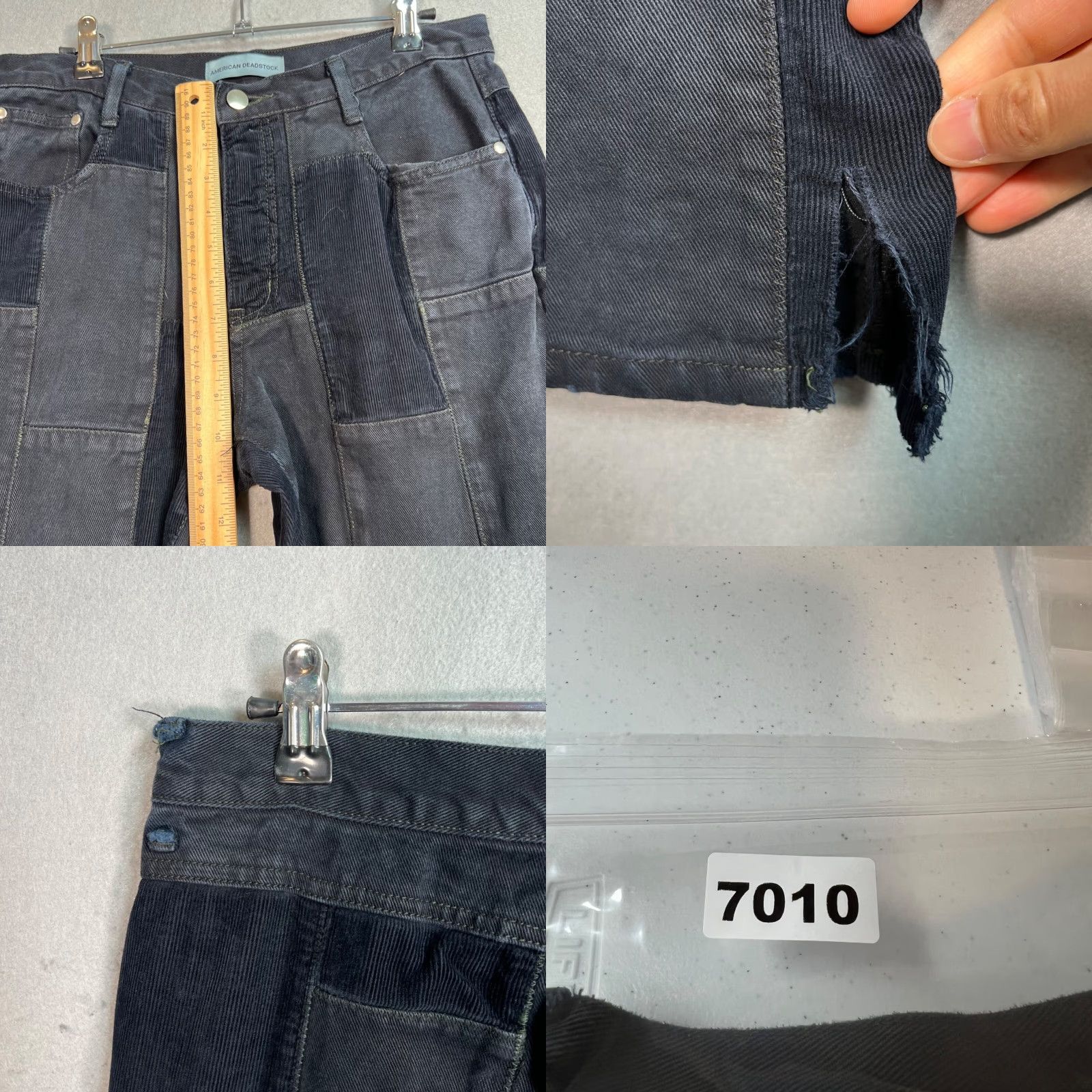 Denime VINTAGE American Deadstock Patchwork Black Denim Pants Corduroy & Denim Flare Leg 30 Size 30" / US 8 / IT 44 - 8 Thumbnail