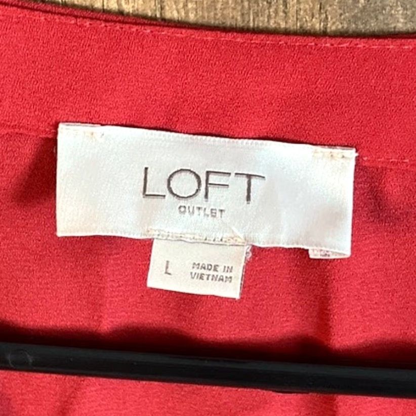 Loft LOFT Womens Bodysuit Blush Red V Neck Long Sleeve Sheer Stretch Large Size L / US 10 / IT 46 - 4 Thumbnail