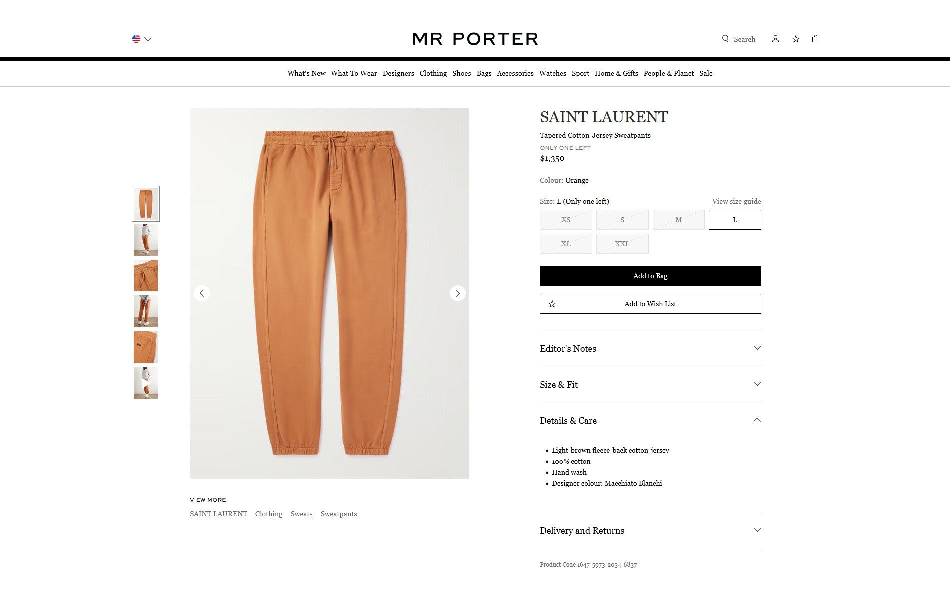 Saint Laurent Paris Saint Laurent Sweatpants -- Macchiato Blanchi Cotton Jersey Size US 36 / EU 52 - 5 Thumbnail