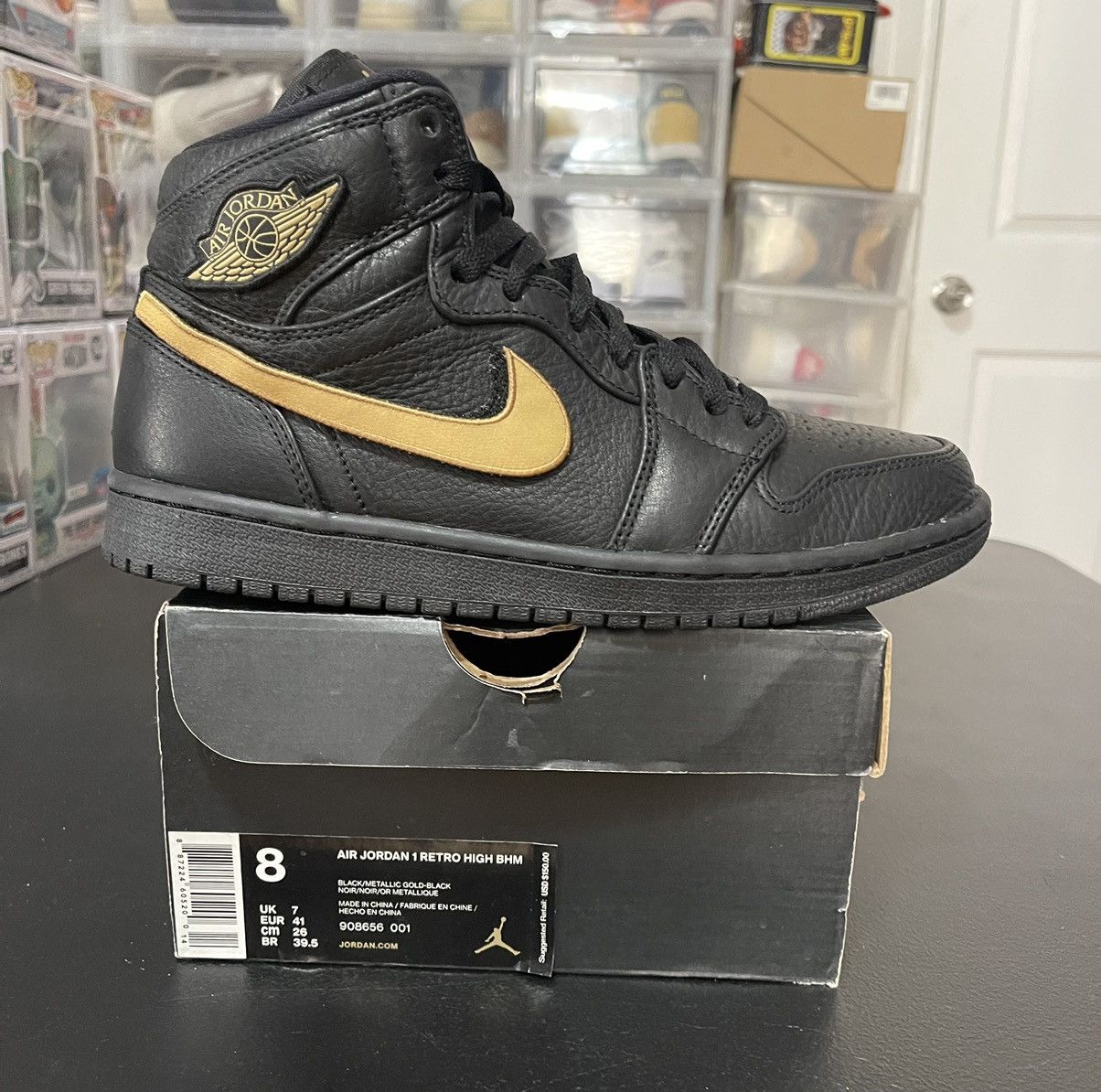image of Air Jordan 1 Retro High 'bhm' 2017 908656 001 Shoes in Black, Men's