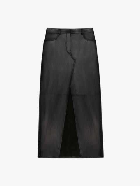 Givenchy o1w1db10325 Long Leather Skirt With Front Split in Black Size 28" / US 6 / IT 42 - 1 Preview