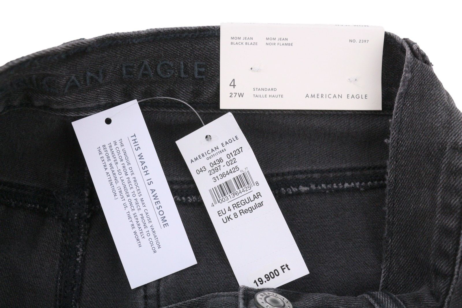 American Eagle Outfitters MOM BLACK BLAZE W27 Black Distress Jeans 88781 Size 27" / US 4 / IT 40 - 6 Thumbnail