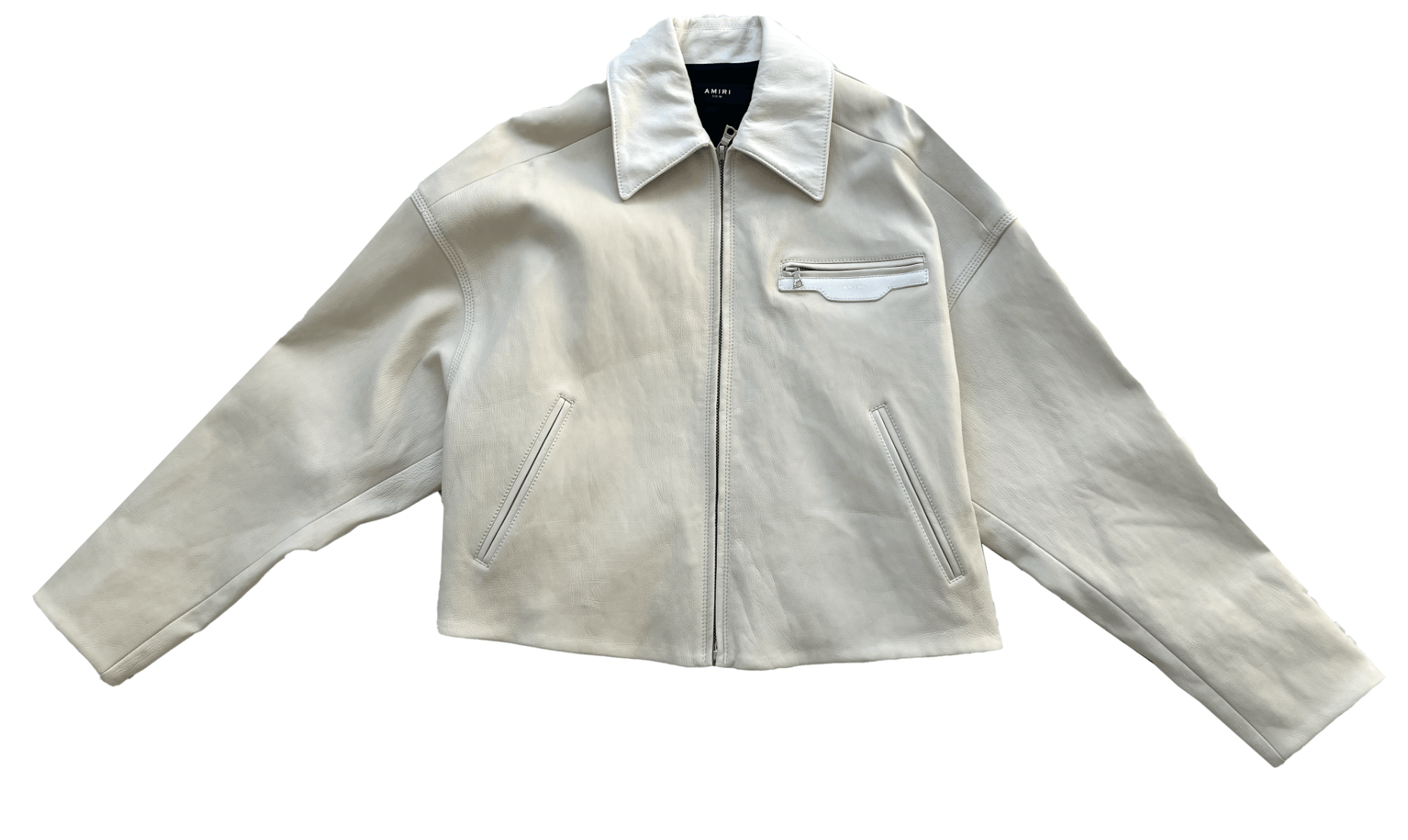 AMIRI Women’s Leather Zip Jacket – Bone White