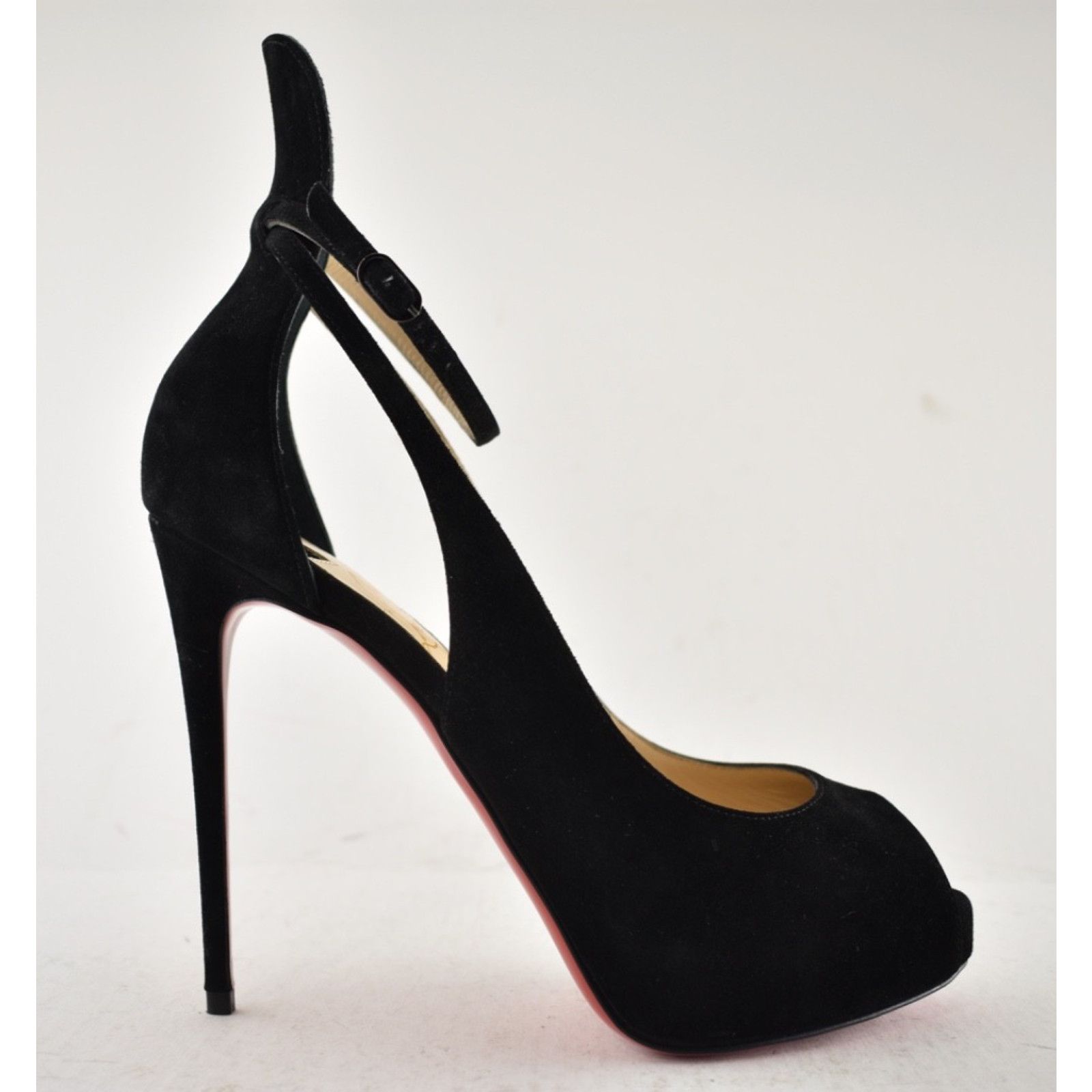 Christian Louboutin Mascaralta 120 Black Suede Peep Platform Sandal Heel Pump 36 Size US 6 / IT 36 - 2 Thumbnail