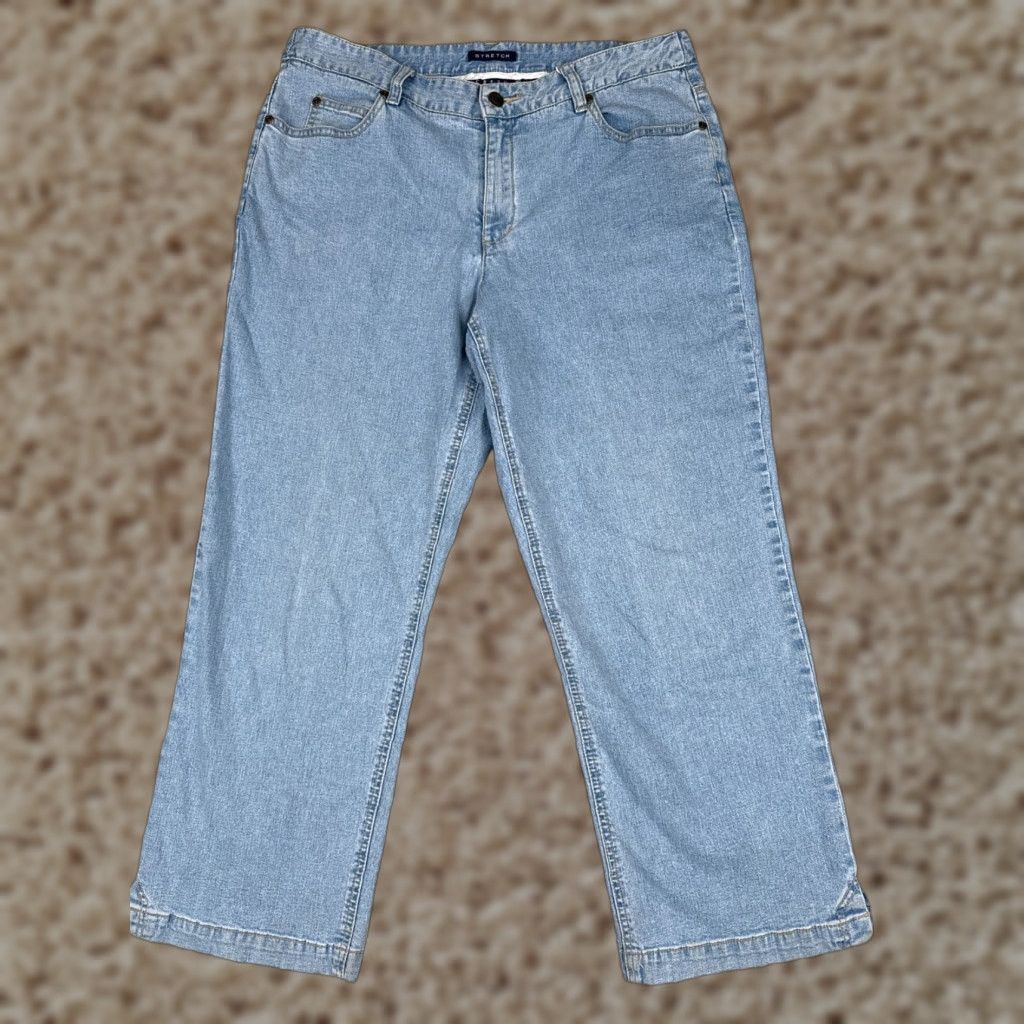 Vintage Crazy Horse Jeans Womens Blue Denim Straight Leg Mid Rise 12 Regular 32in 25in 5-Pocket Embroidered Rhinestone Cotton Blend Vintage No N/A Size 34" / US 12 / IT 48 - 1 Thumbnail