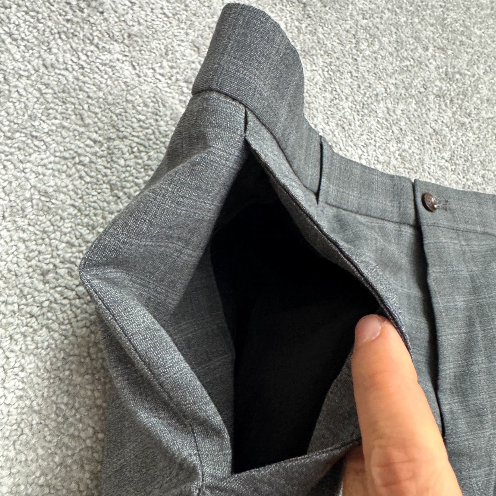 Vintage Sunwill Pants Mens 38L Gray Plaid Wool Blend Straight Trousers Dress Work Size US 38 / EU 54 - 3 Thumbnail