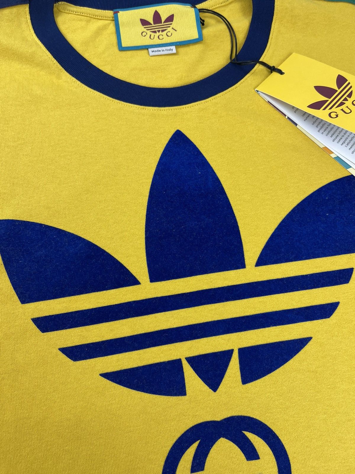 Adidas × Gucci Gucci x Adidas Cotton Jersey T-Shirt Yellow Size US M / EU 48-50 / 2 - 4 Thumbnail