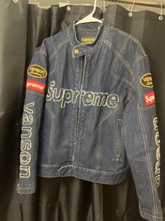 Supreme VANSON x Supreme Cordura Leather Denim Jacket Size S Blue