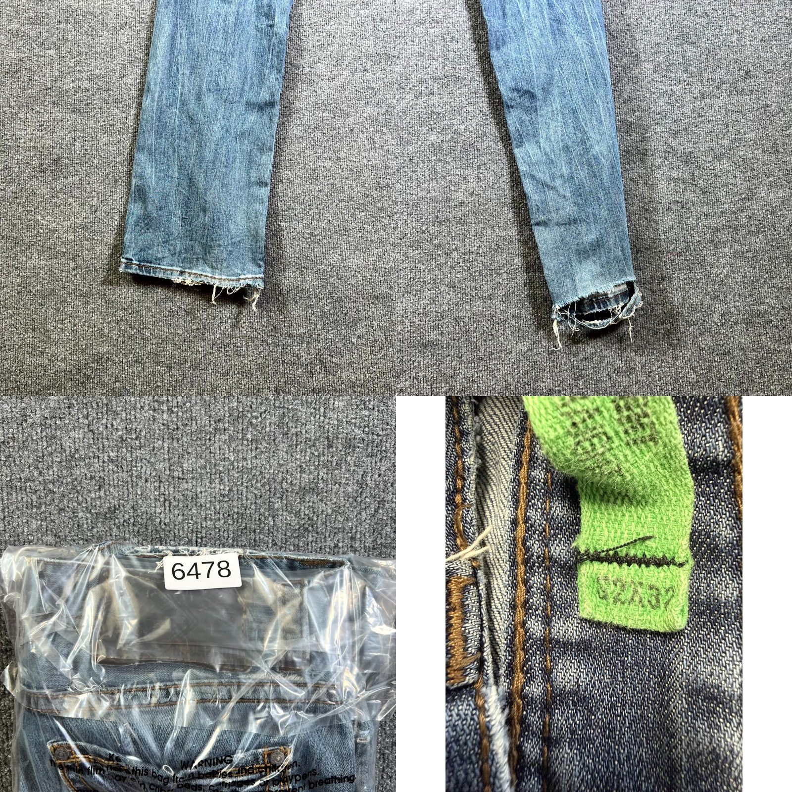 Denime Rock & Roll Cowboy Jeans Mens 32x34 Blue Denim Stretch Regular Fit Straight Leg Jeans Size US 32 / EU 48 - 11 Thumbnail