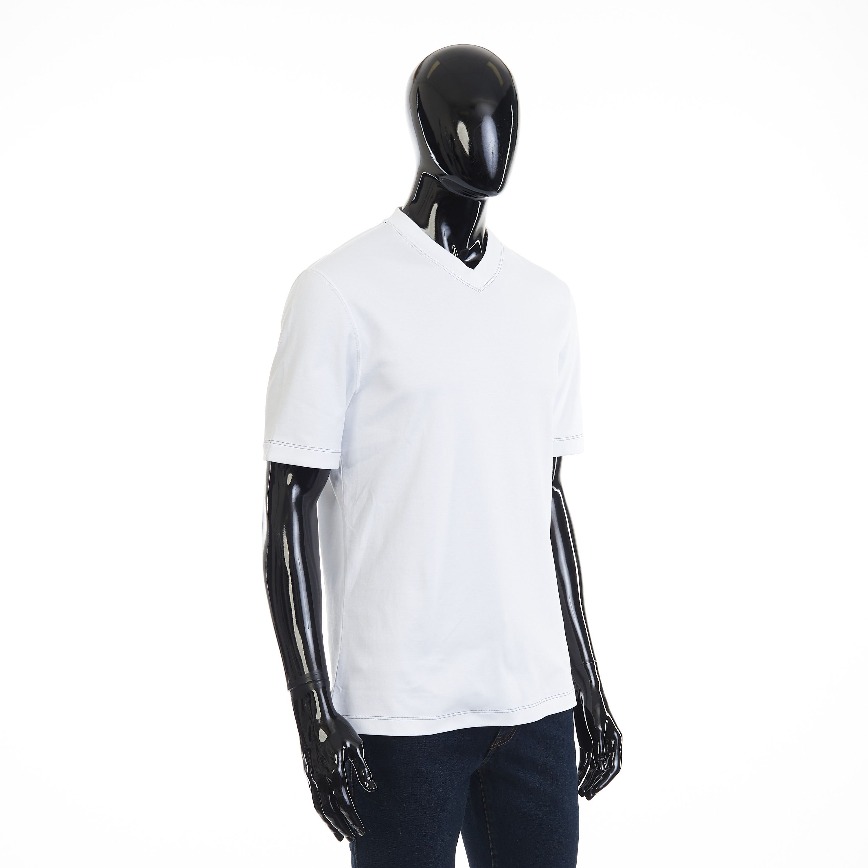 Brunello Cucinelli White V-Neck T-shirt - Short-sleeve, Cotton Interlock Size US XXL / EU 58 / 5 - 9 Thumbnail