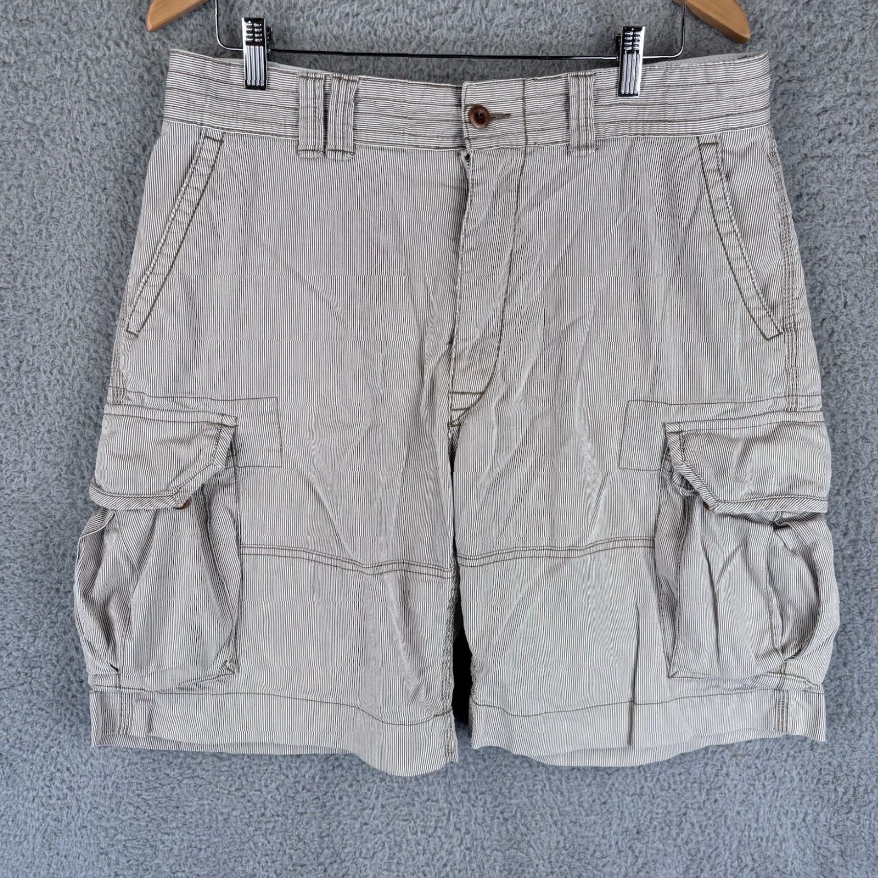 Polo Ralph Lauren Polo Ralph Lauren Shorts Mens 35 Brown Pinstripe Cargo Baggy Cotton Y2K Casual Size US S / EU 44-46 / 1 - 2 Thumbnail