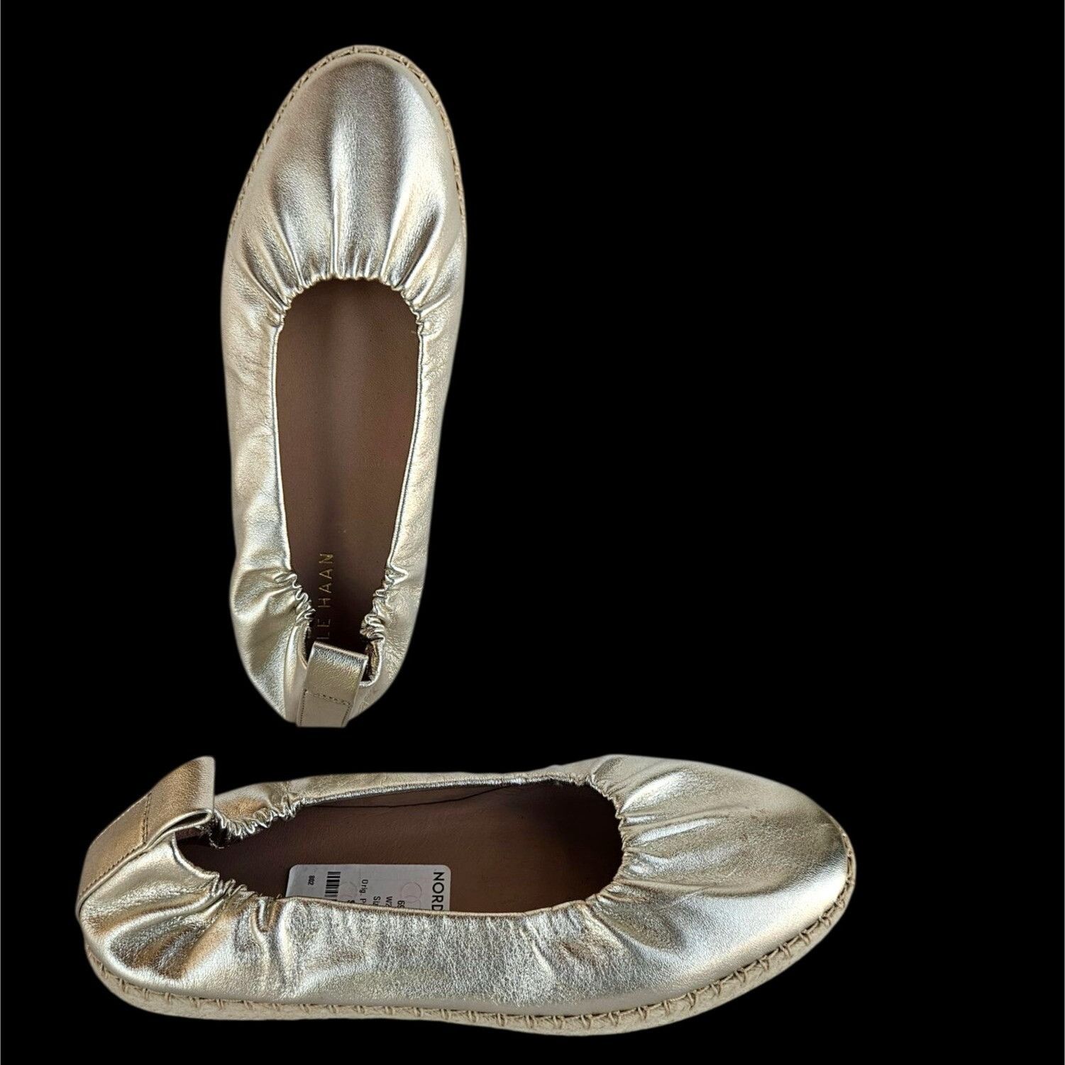 Cole Haan Cole Haan Platinum Gold Leather Espadrille Flats Size 9B Gra Size US 9 / IT 39 - 1 Thumbnail