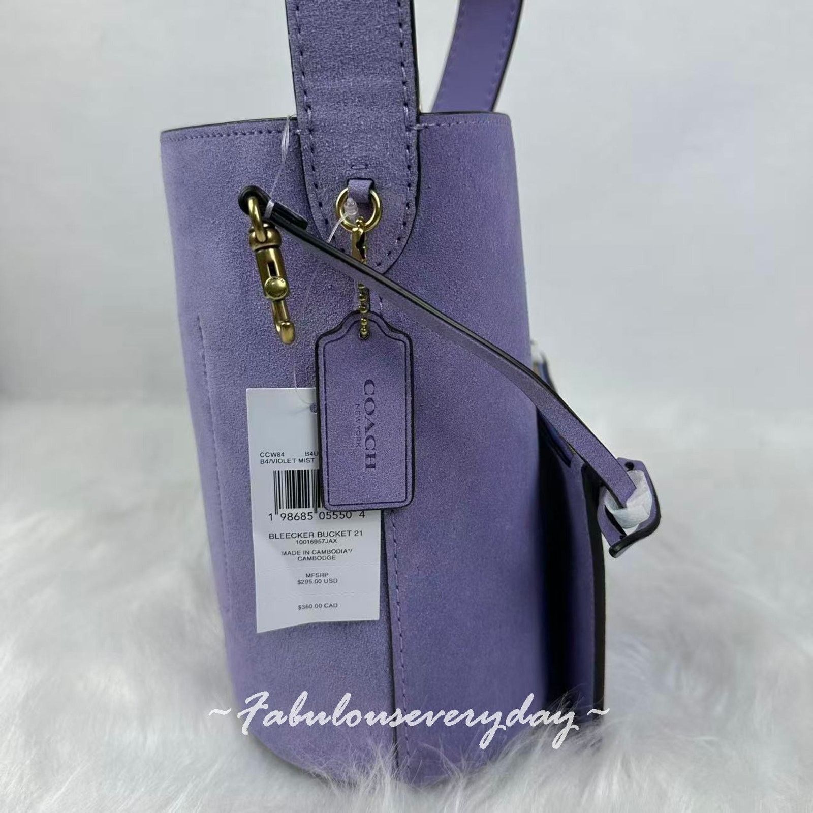 Coach Coach Bleeker Bucket 21 Crossbody in Suede/Brass/Violet Mist Size ONE SIZE - 6 Thumbnail