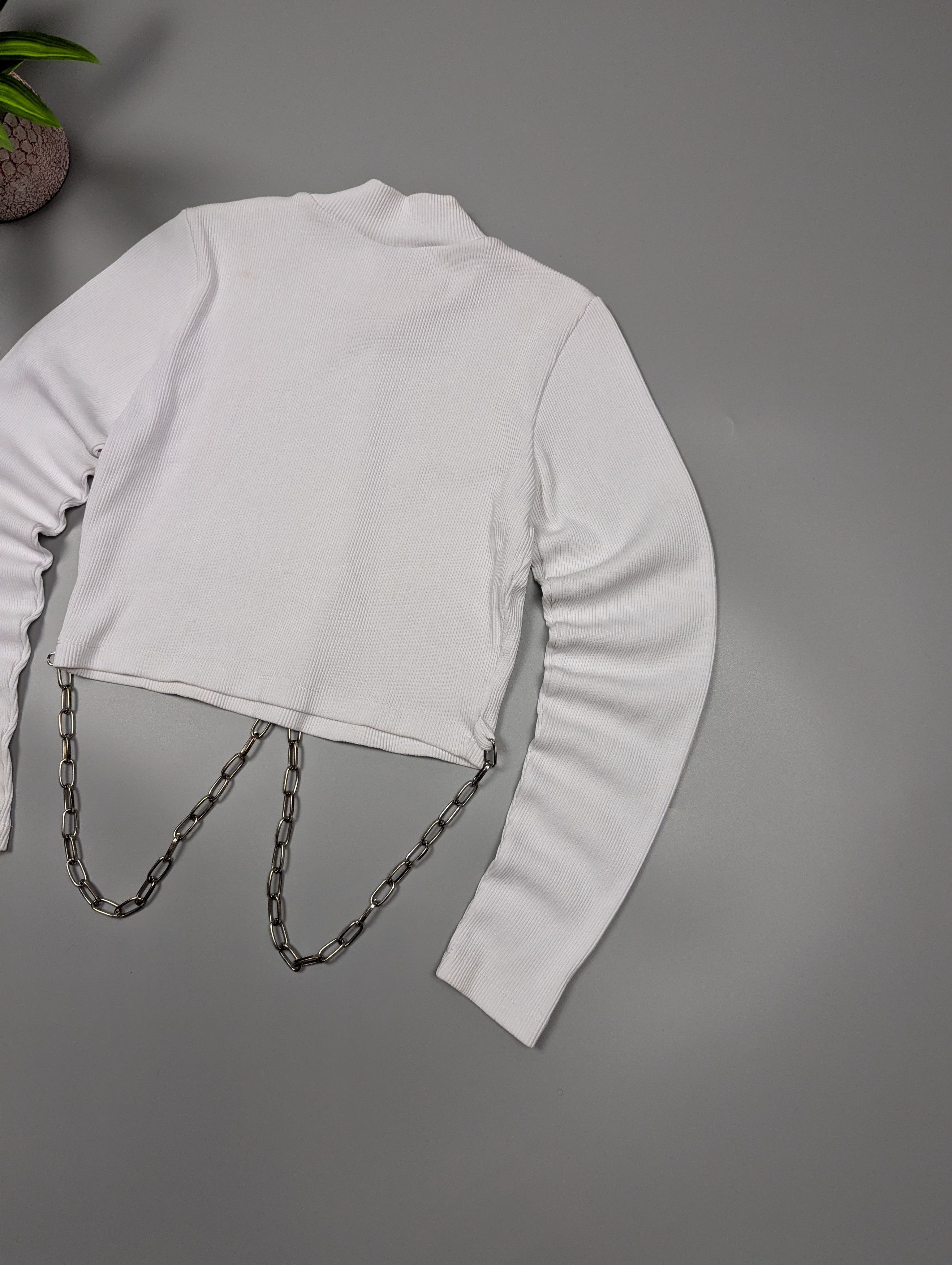 The Ragged Priest The Ragged Priest Ribbed Chain Crop Top M – White Y2K Grunge Size M / US 6-8 / IT 42-44 - 9 Thumbnail